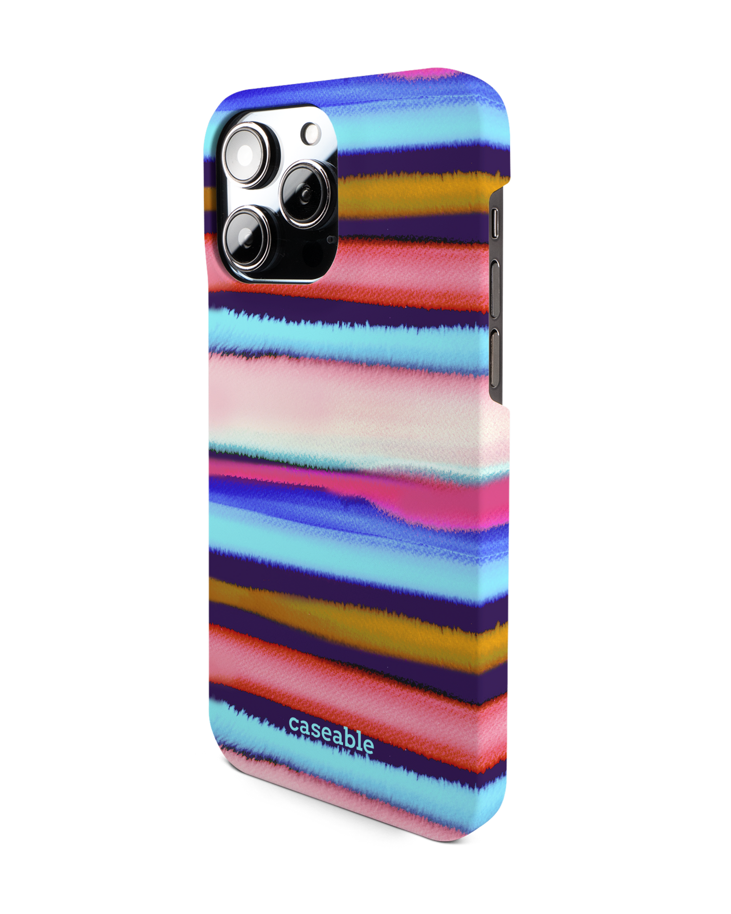Watercolor Stripes Hard Shell Phone Case for Apple iPhone 14 Pro Max: View from the right side