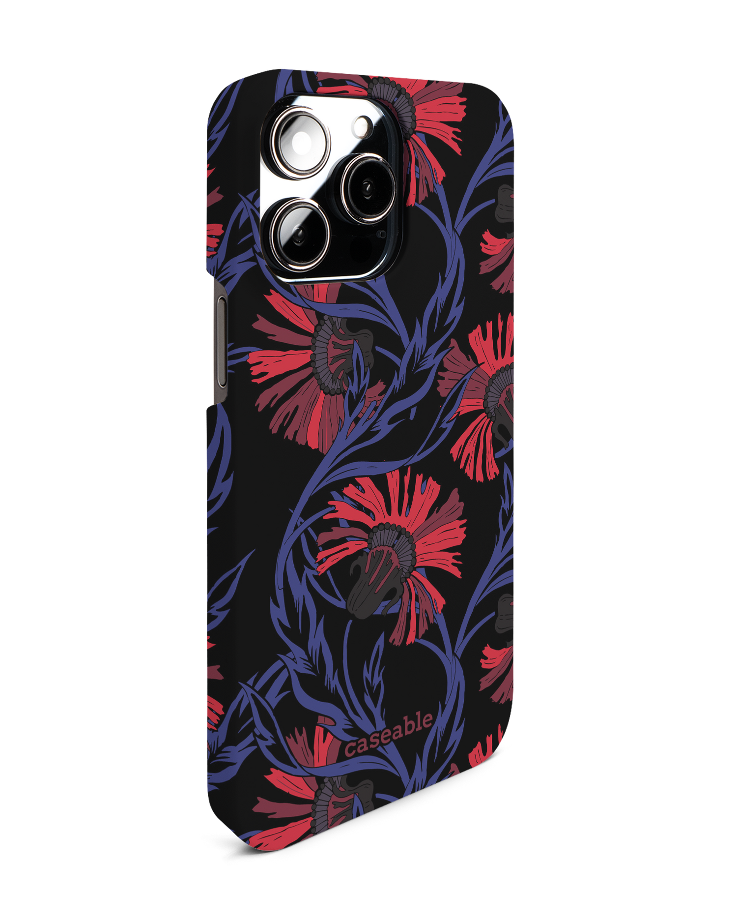 Midnight Floral Hard Shell Phone Case for Apple iPhone 14 Pro Max: View from the left side