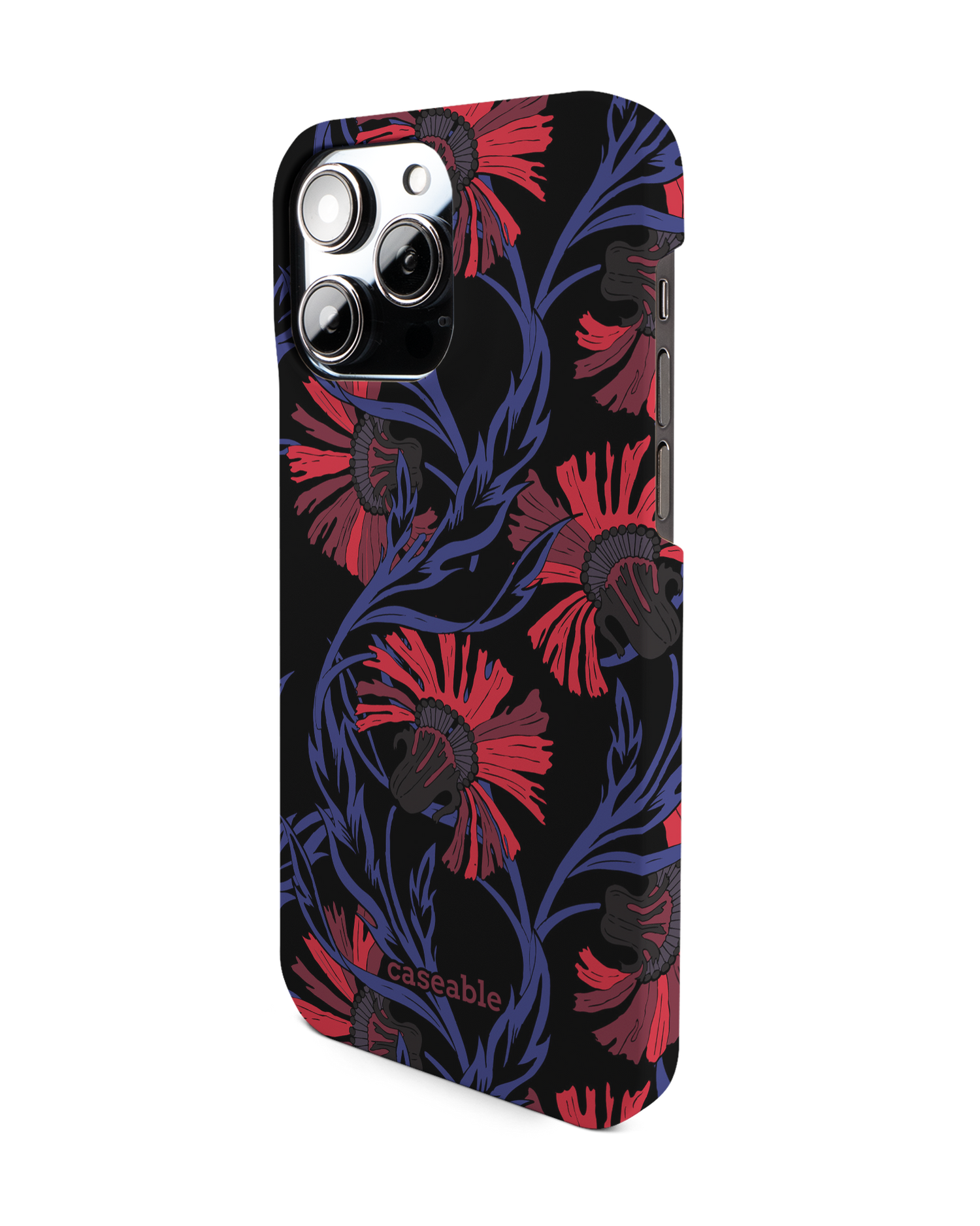 Midnight Floral Hard Shell Phone Case for Apple iPhone 14 Pro Max: View from the right side