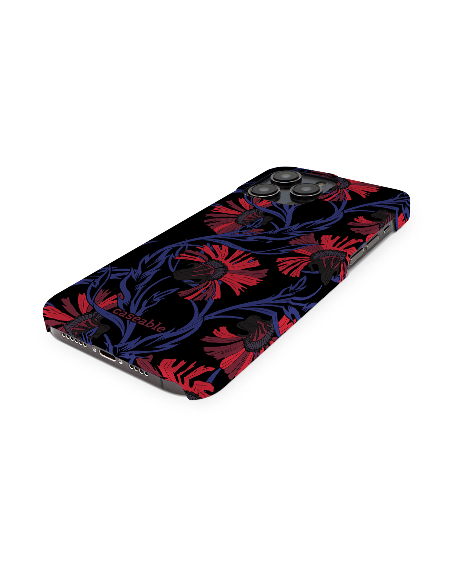 Midnight Floral Hard Shell Phone Case for Apple iPhone 14 Pro Max: Perspective view