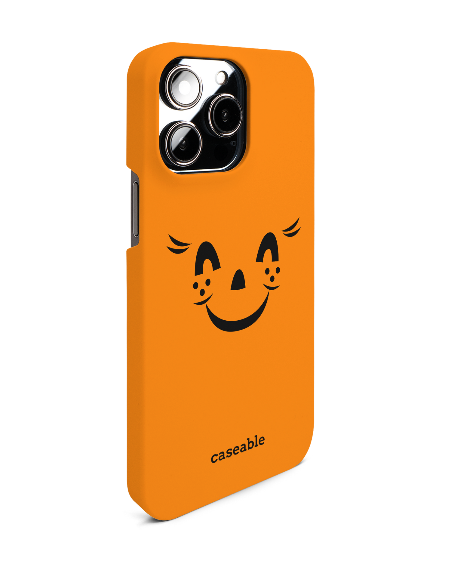 Pumpkin Smiles Hard Shell Phone Case for Apple iPhone 14 Pro Max: View from the left side