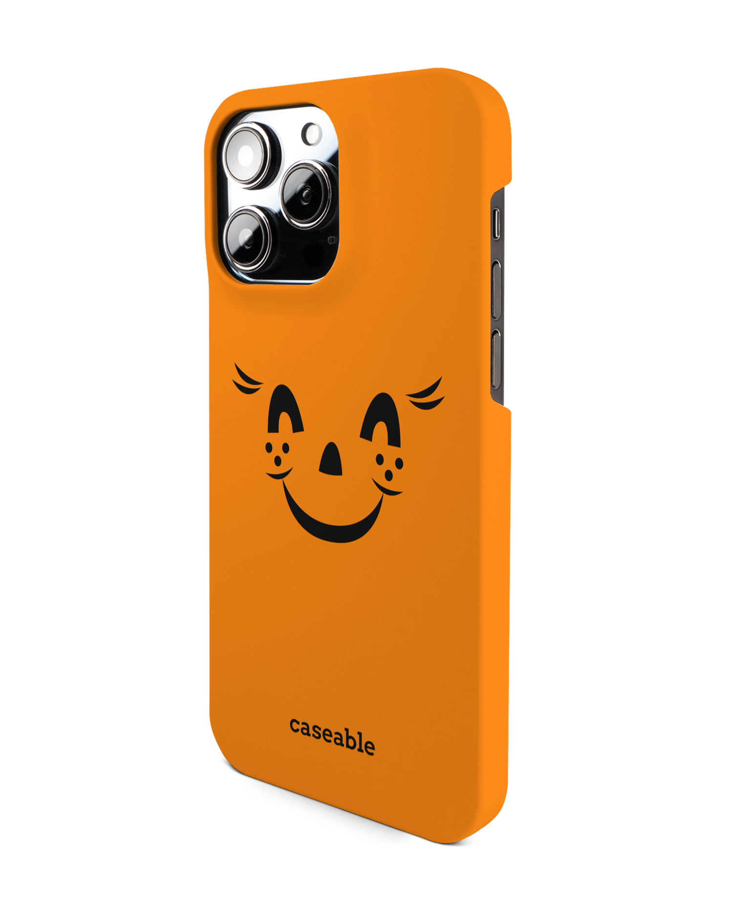Pumpkin Smiles Hard Shell Phone Case for Apple iPhone 14 Pro Max: View from the right side
