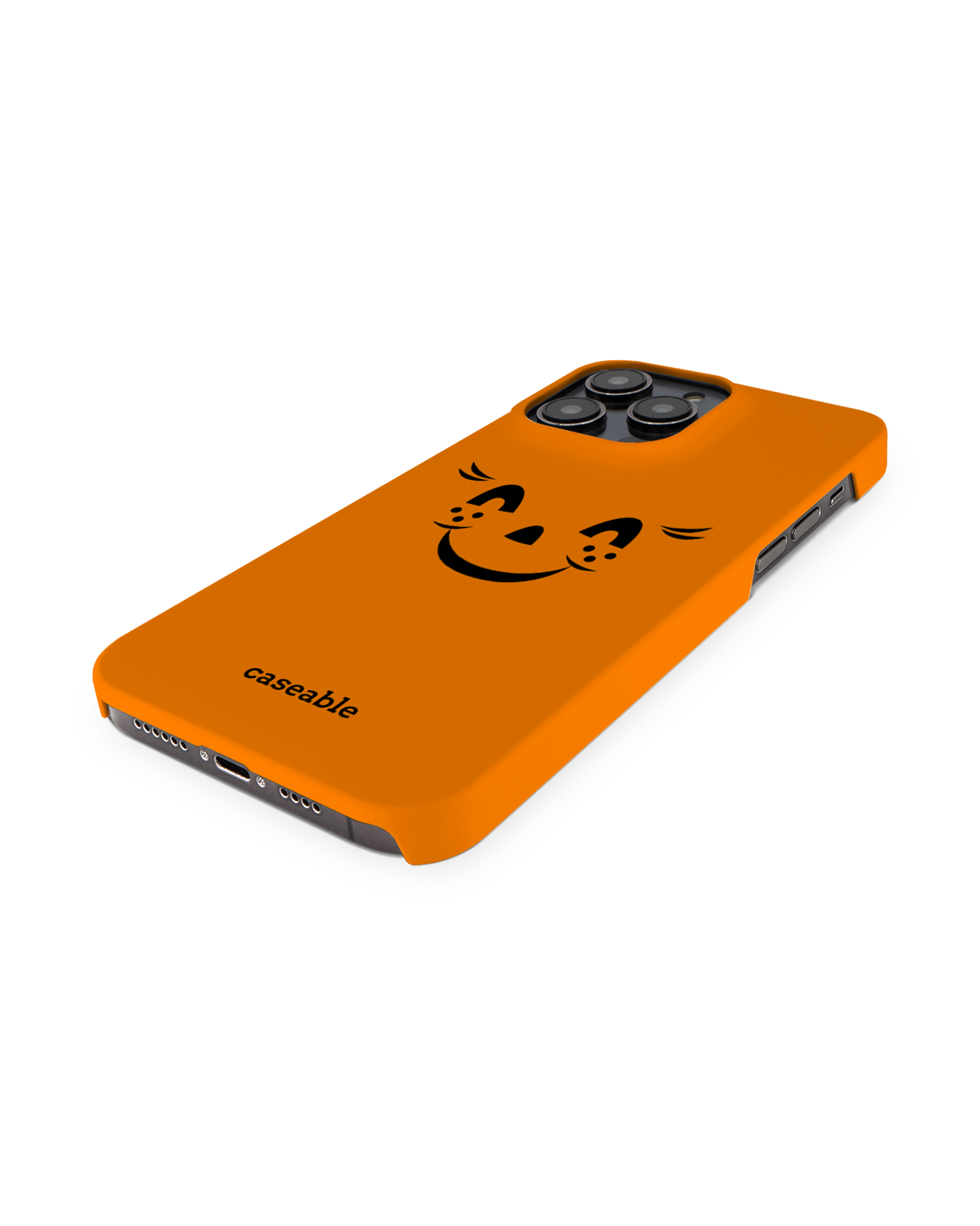 Pumpkin Smiles Hard Shell Phone Case for Apple iPhone 14 Pro Max: Perspective view