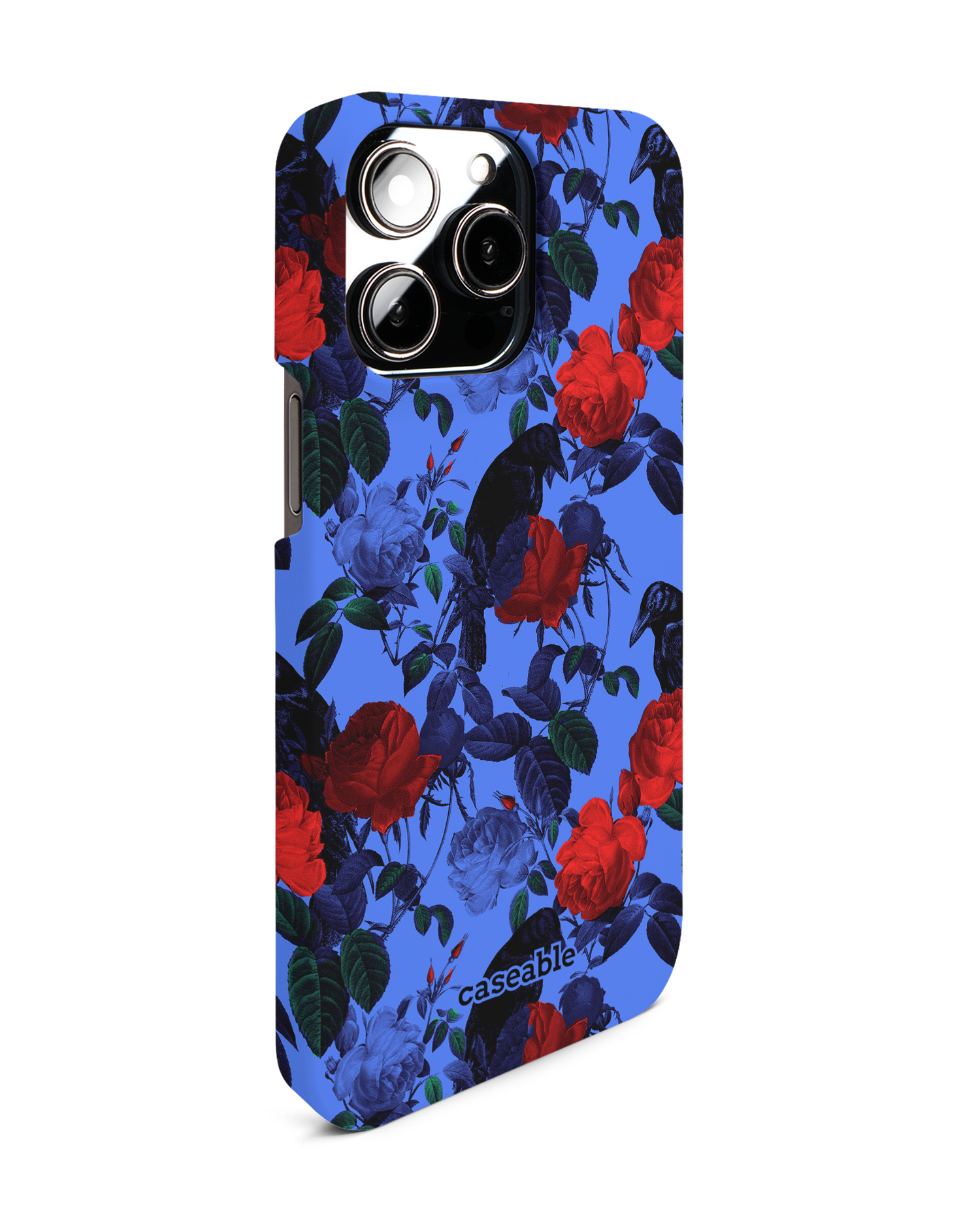 Roses And Ravens Hard Shell Phone Case for Apple iPhone 14 Pro Max: View from the left side