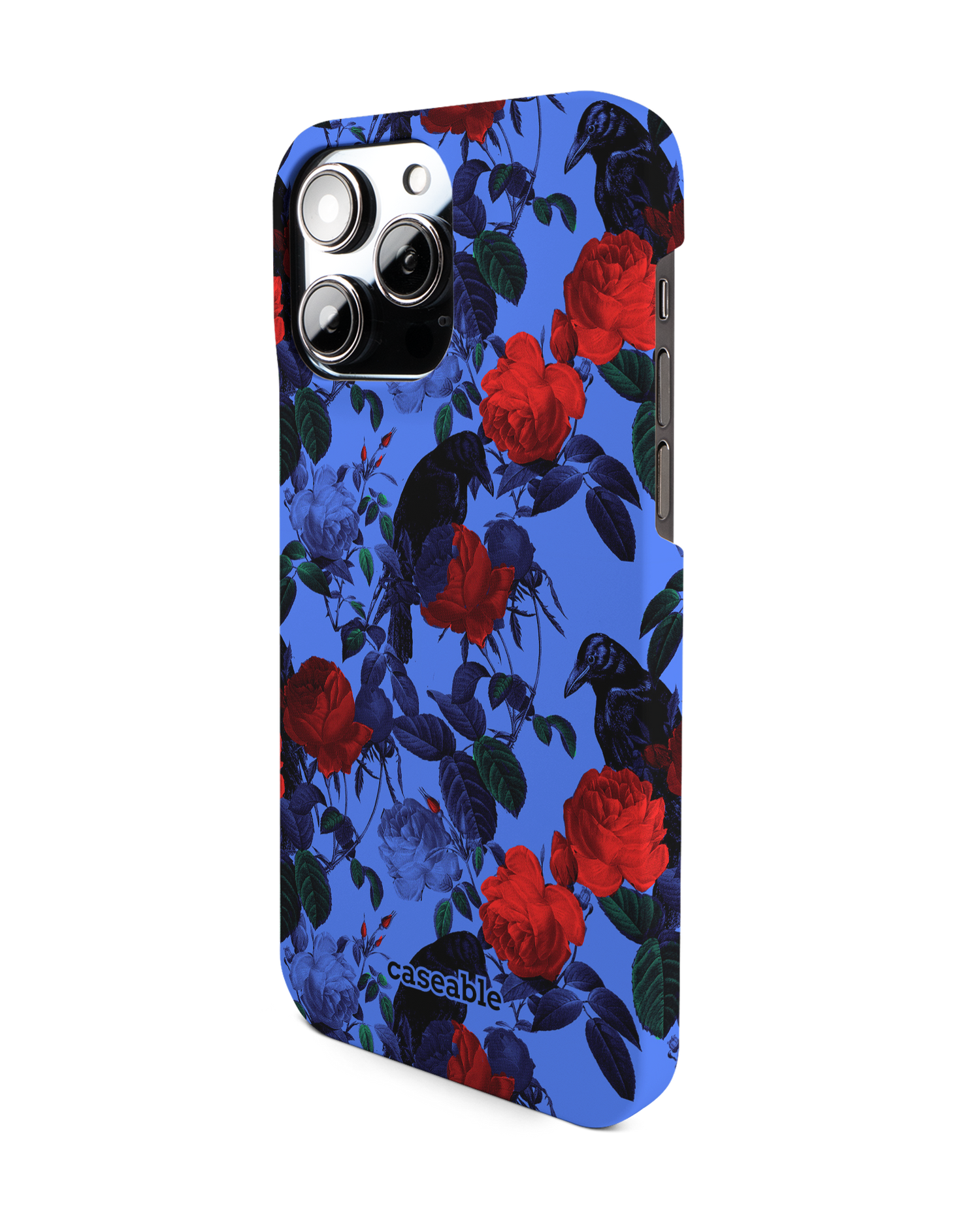 Roses And Ravens Hard Shell Phone Case for Apple iPhone 14 Pro Max: View from the right side