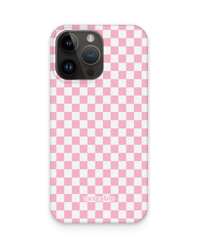Pink Checkerboard Hard Shell Phone Case for Apple iPhone 15 Pro Max