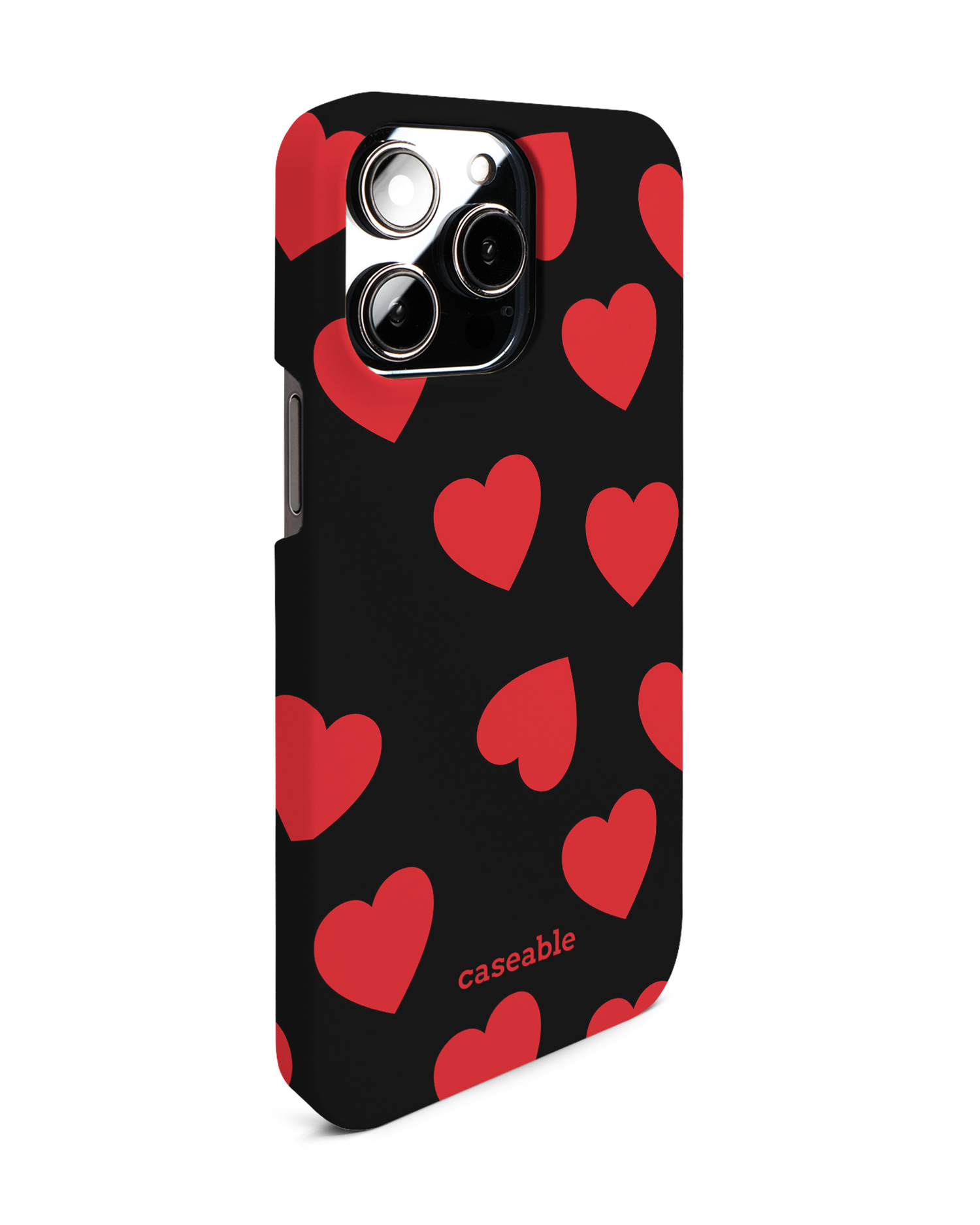 Repeating Hearts Hard Shell Phone Case for Apple iPhone 14 Pro Max: View from the left side