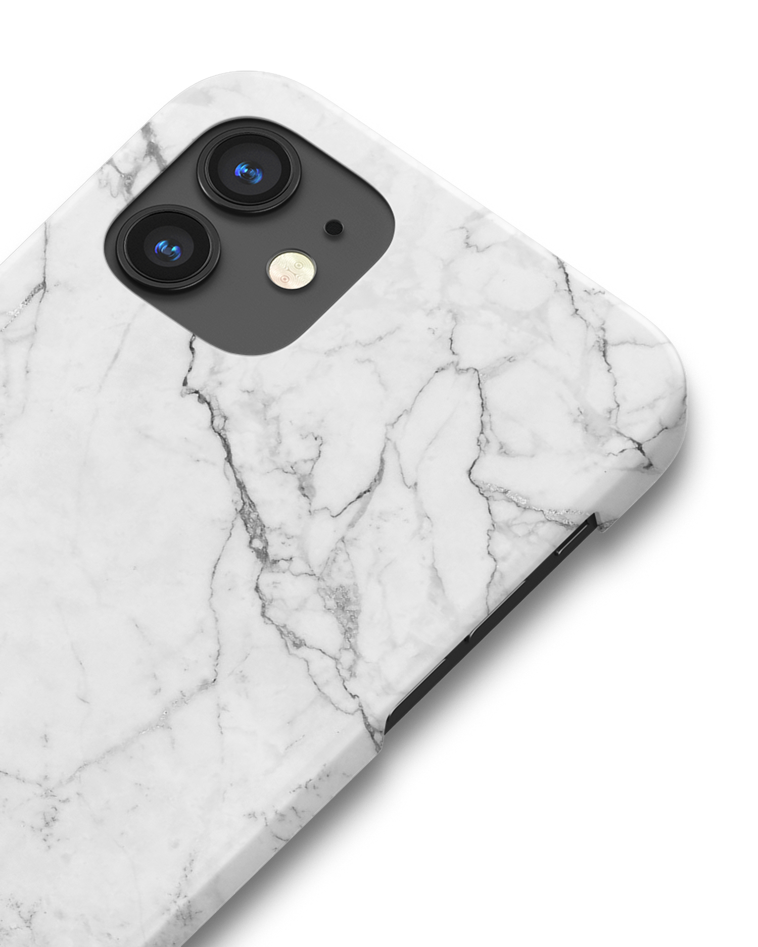 White Marble Hard Shell Phone Case Apple iPhone 12 mini: Detail Shot