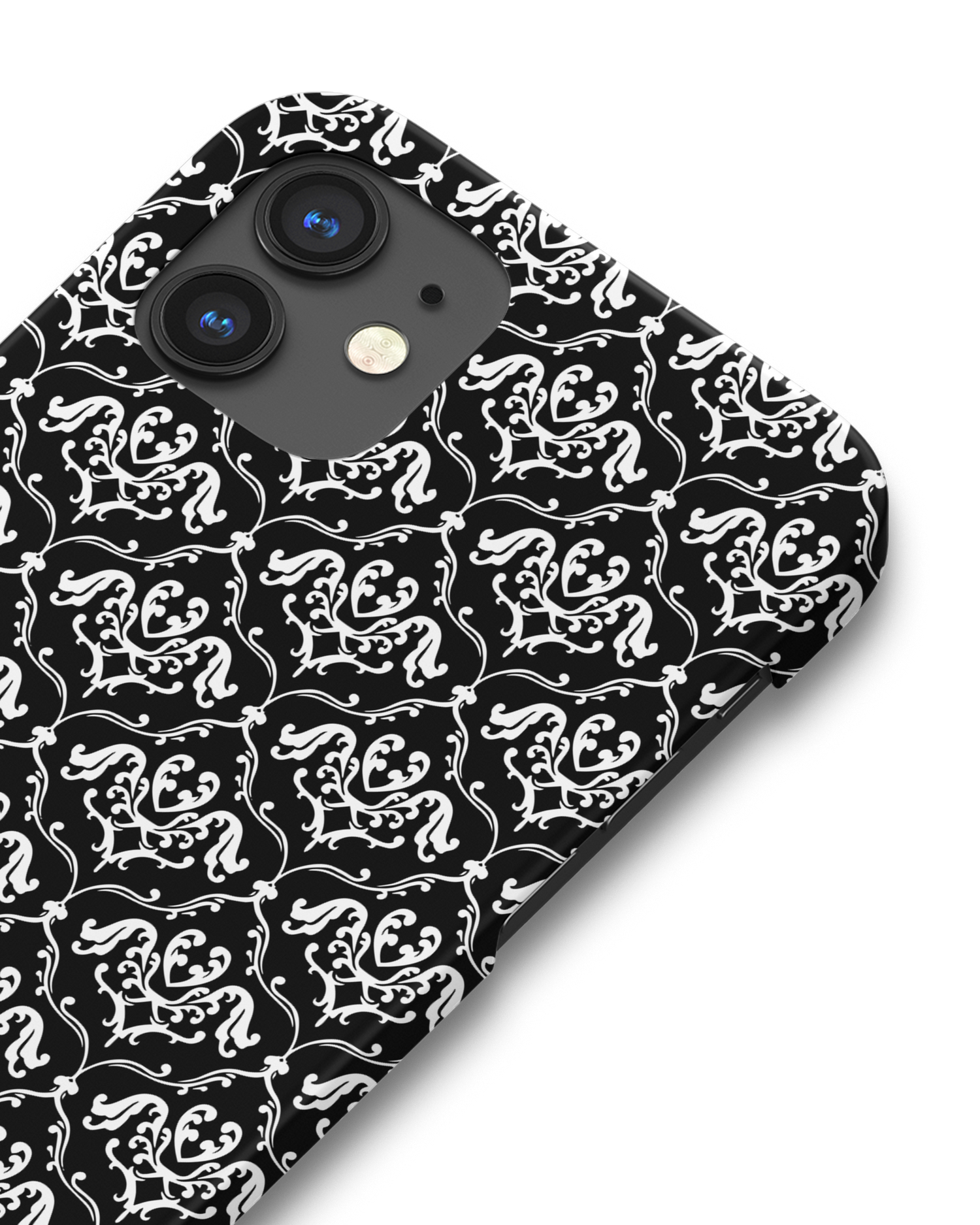 Black French Lillies Hard Shell Phone Case Apple iPhone 12 mini: Detail Shot