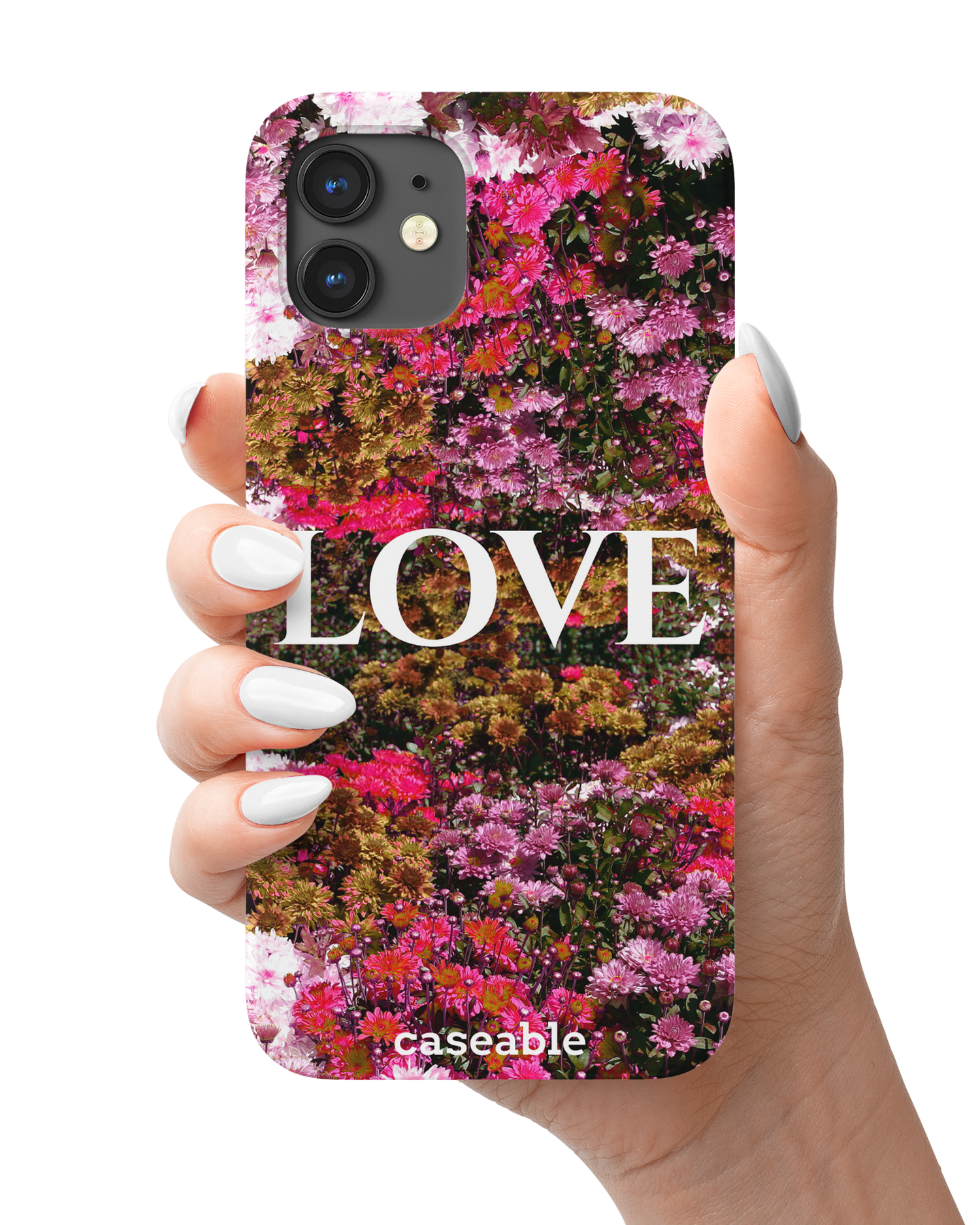 Luxe Love Hard Shell Phone Case Apple iPhone 12 mini held in hand