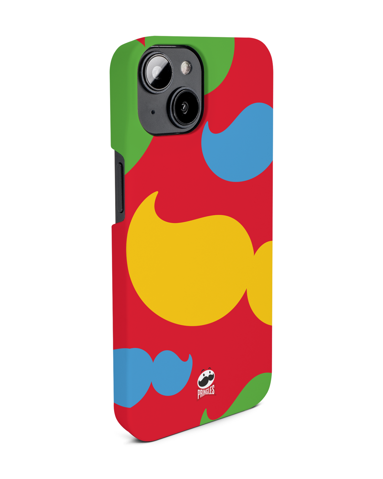 Pringles Moustache Hard Shell Phone Case for Apple iPhone 14: View from the left side