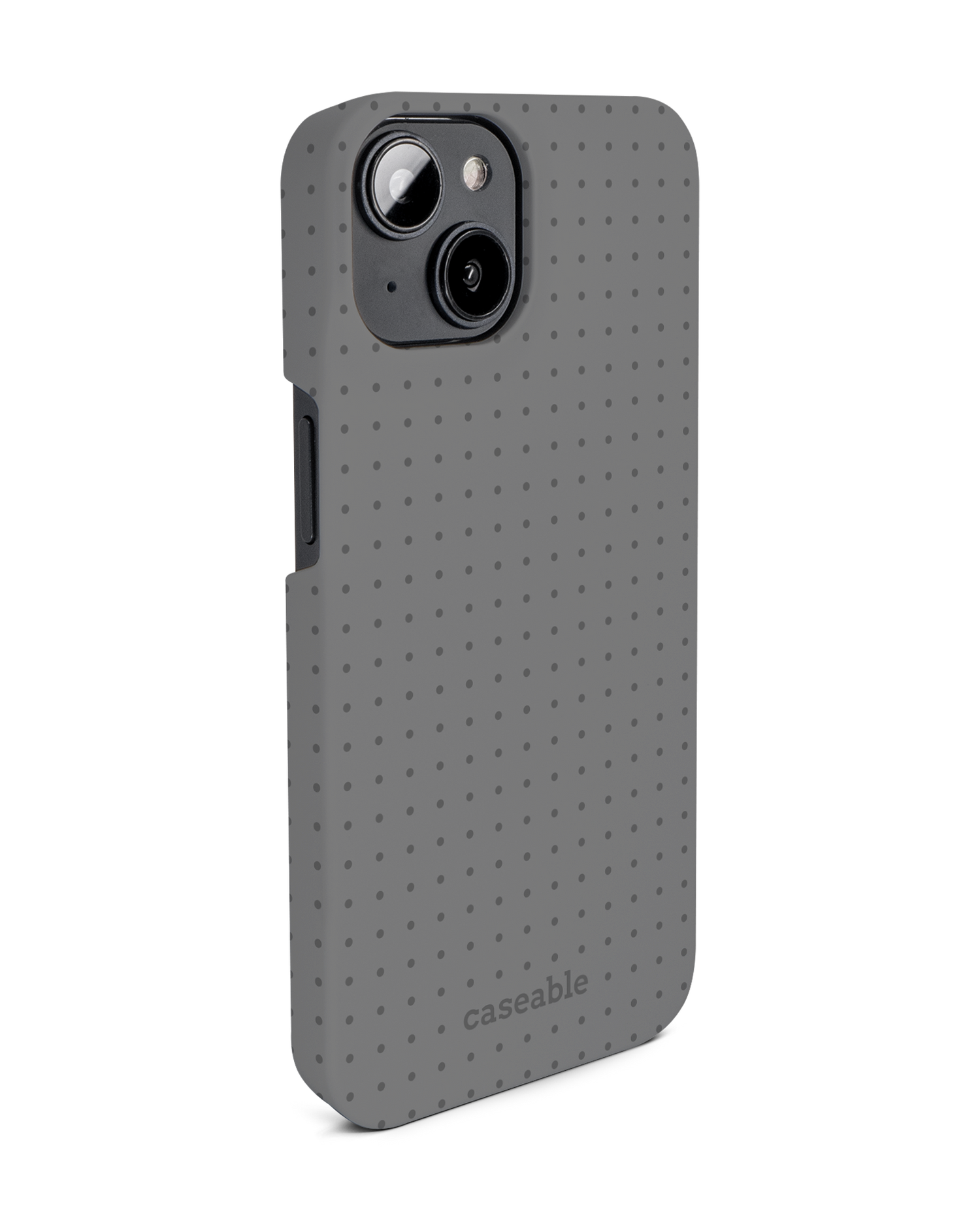 Dot Grid Grey Hard Shell Phone Case for Apple iPhone 14: View from the left side