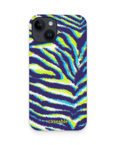Neon Zebra Hard Shell Phone Case for Apple iPhone 14