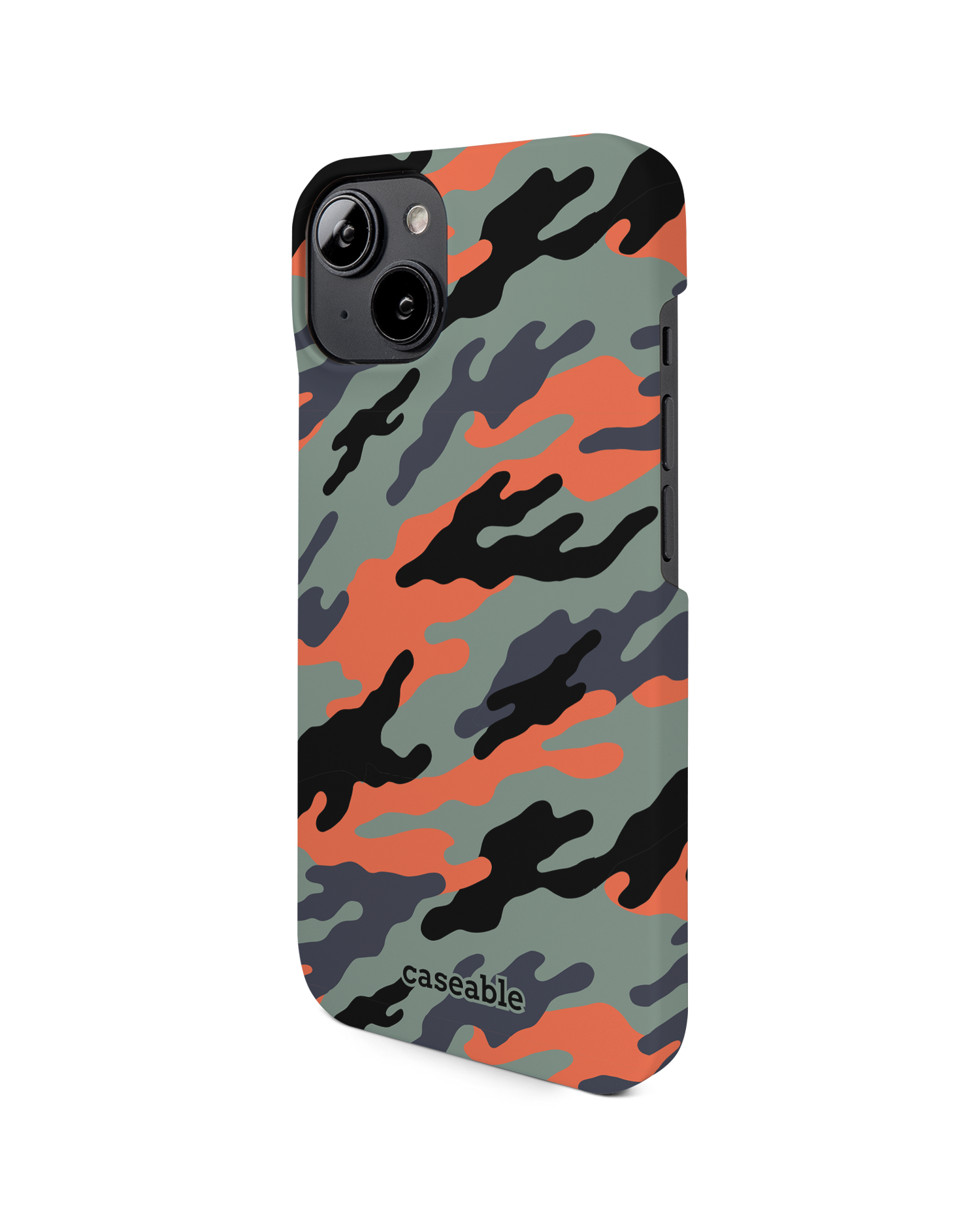 Camo Sunset Hard Shell Phone Case for Apple iPhone 14: View from the right side