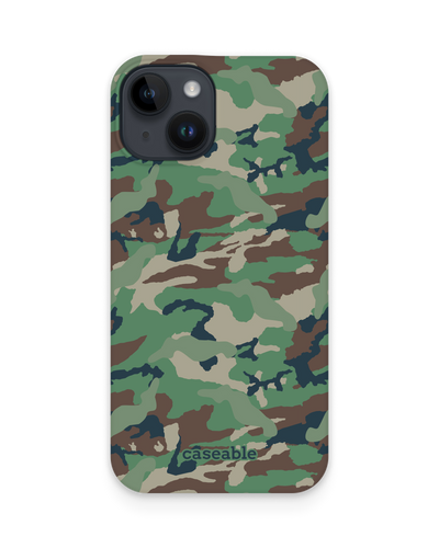 Green and Brown Camo Hard Shell Phone Case for Apple iPhone 15