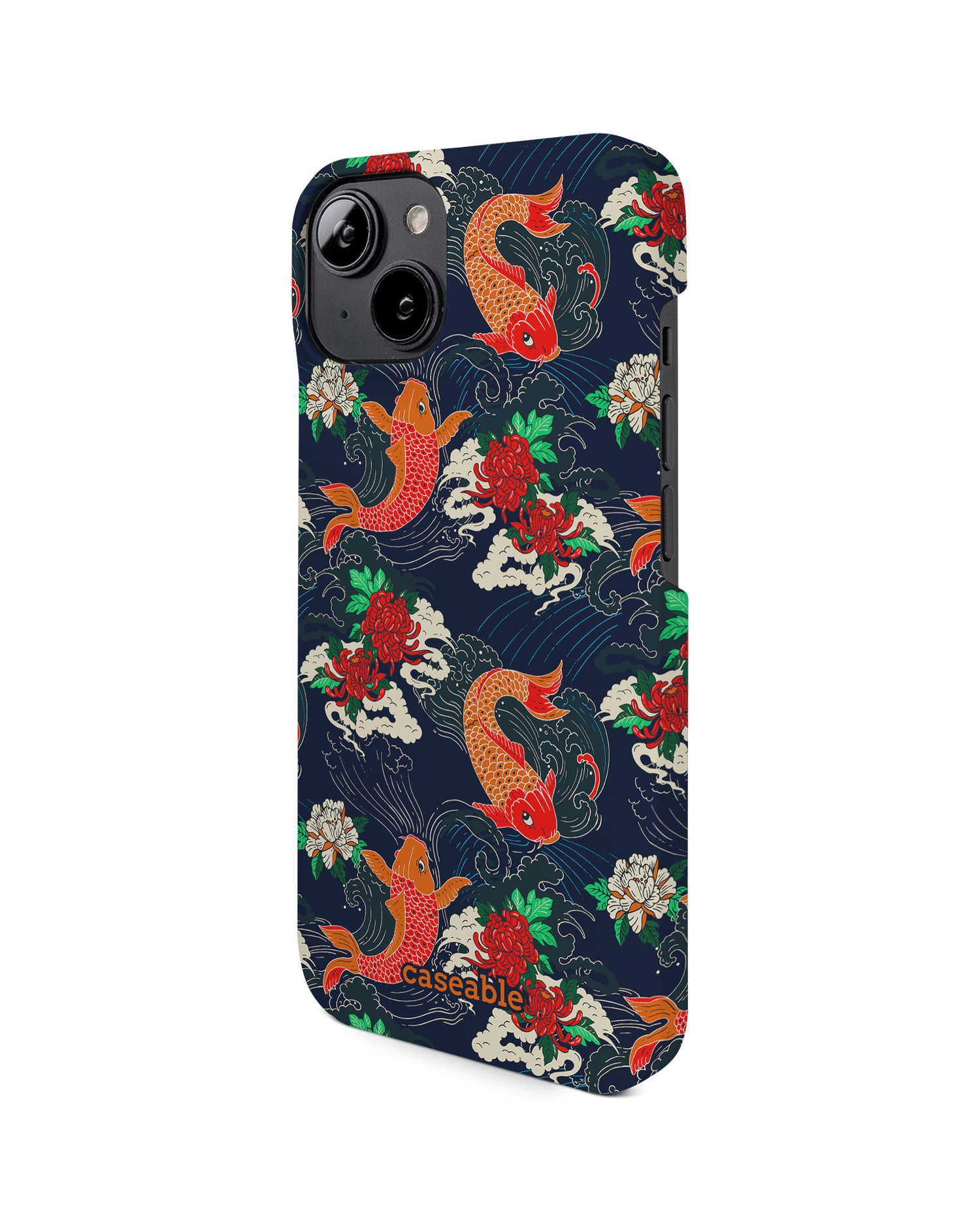Repeating Koi Hard Shell Phone Case for Apple iPhone 14: View from the right side