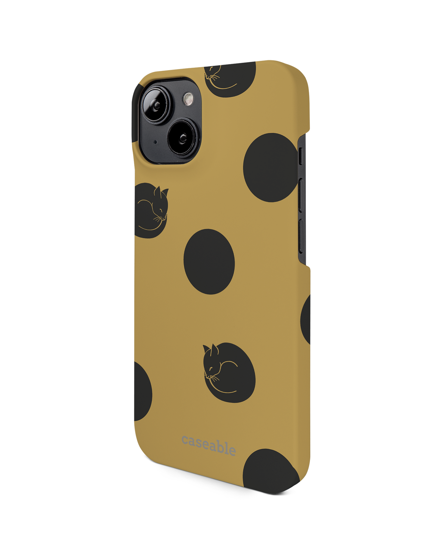Polka Cats Hard Shell Phone Case for Apple iPhone 14: View from the right side