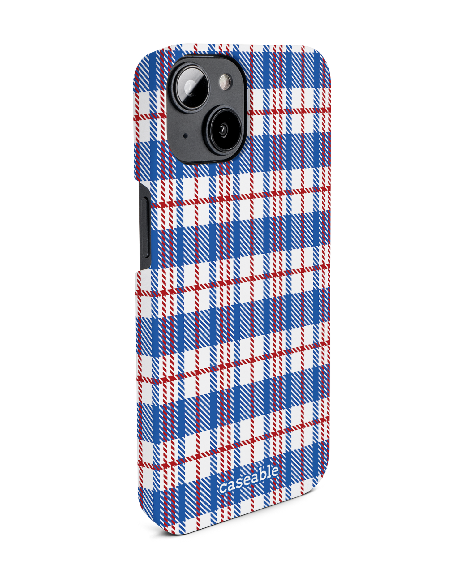 Plaid Market Bag Hard Shell Phone Case for Apple iPhone 14: View from the left side