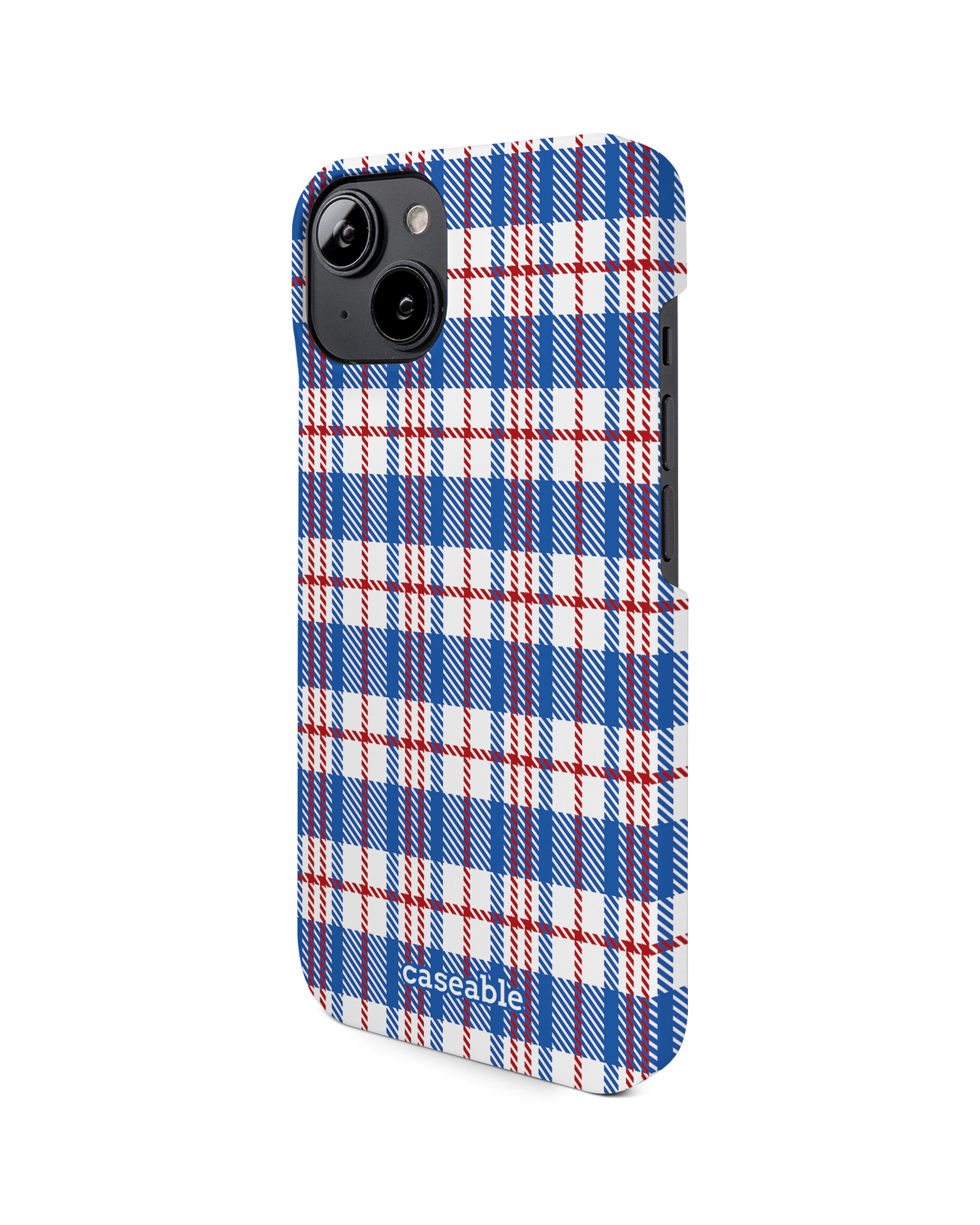 Plaid Market Bag Hard Shell Phone Case for Apple iPhone 14: View from the right side