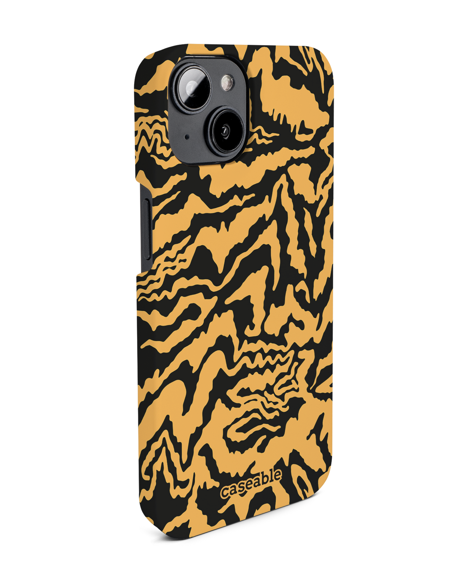 Warped Tiger Stripes Hard Shell Phone Case for Apple iPhone 14: View from the left side