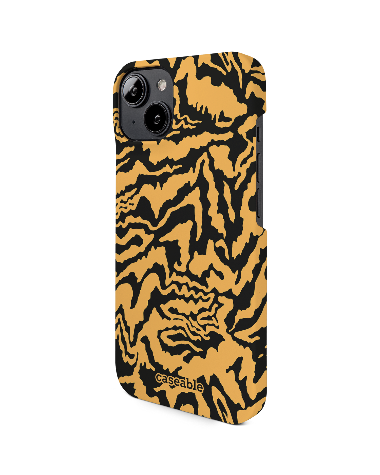 Warped Tiger Stripes Hard Shell Phone Case for Apple iPhone 14: View from the right side