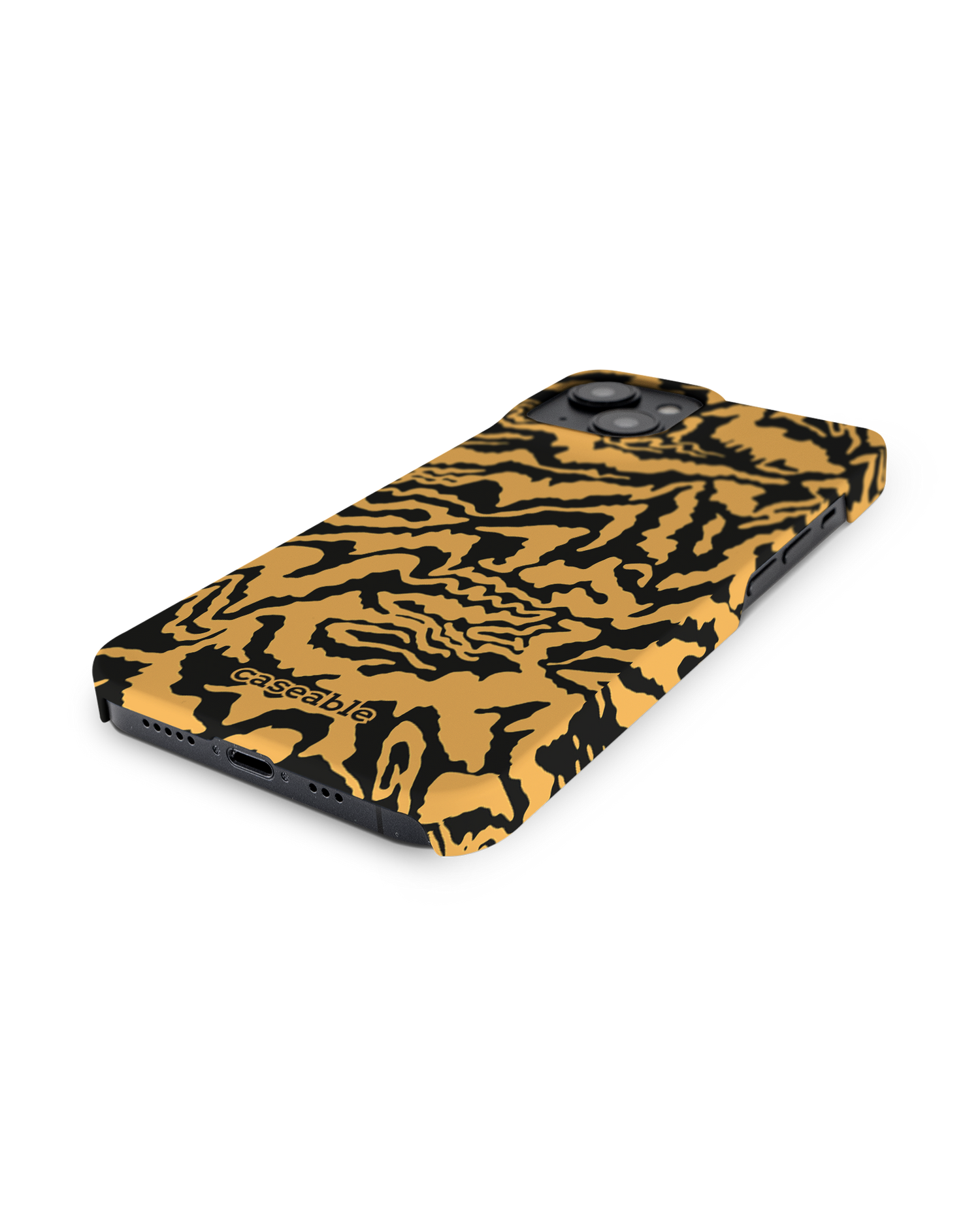 Warped Tiger Stripes Hard Shell Phone Case for Apple iPhone 14: Lying
