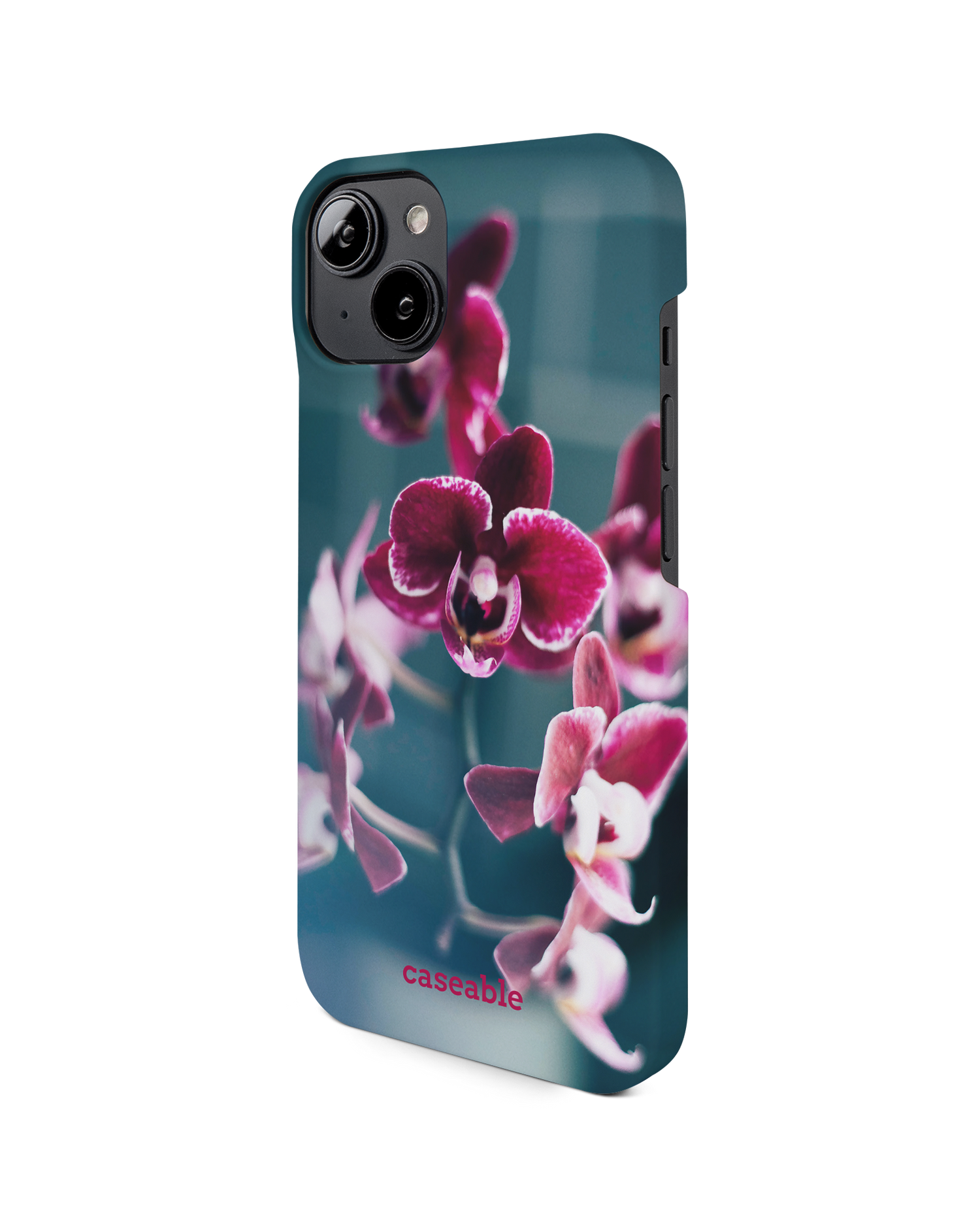 Orchid Hard Shell Phone Case for Apple iPhone 14: View from the right side
