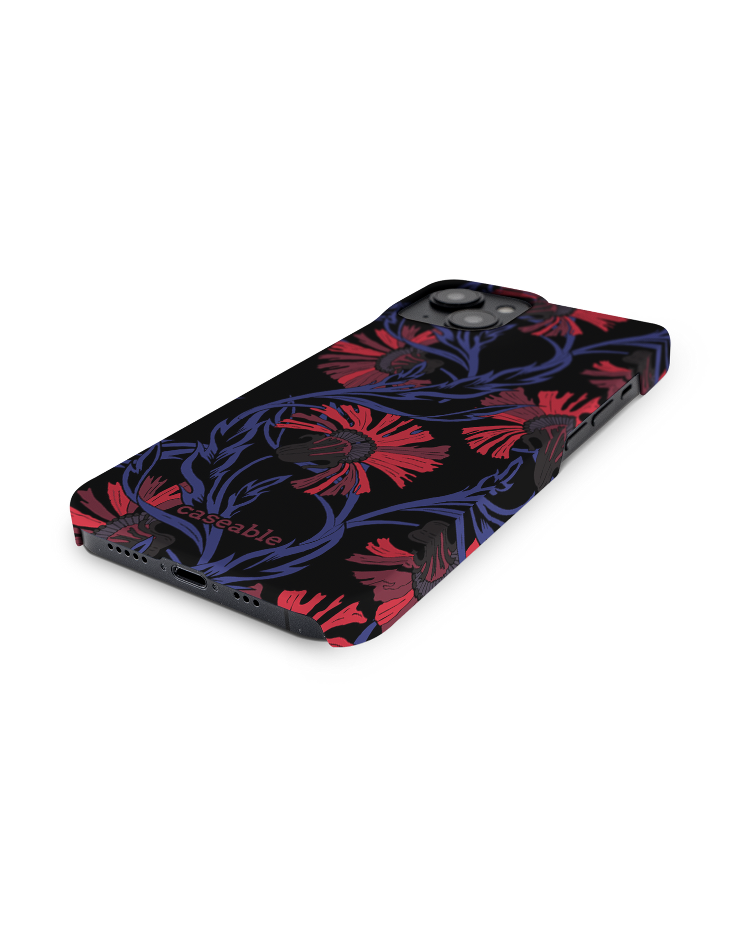 Midnight Floral Hard Shell Phone Case for Apple iPhone 14: Lying