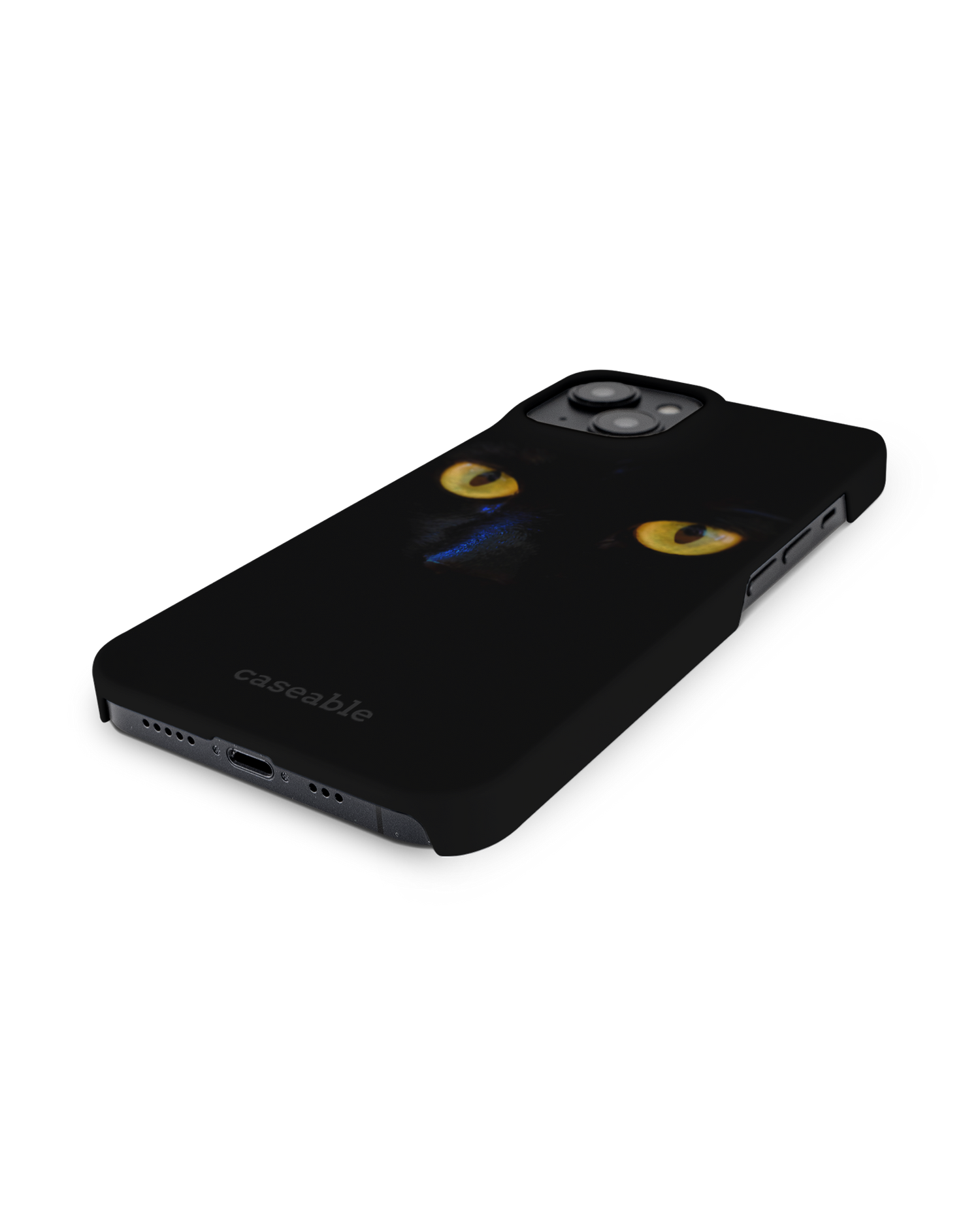 Black Cat Hard Shell Phone Case for Apple iPhone 14: Lying