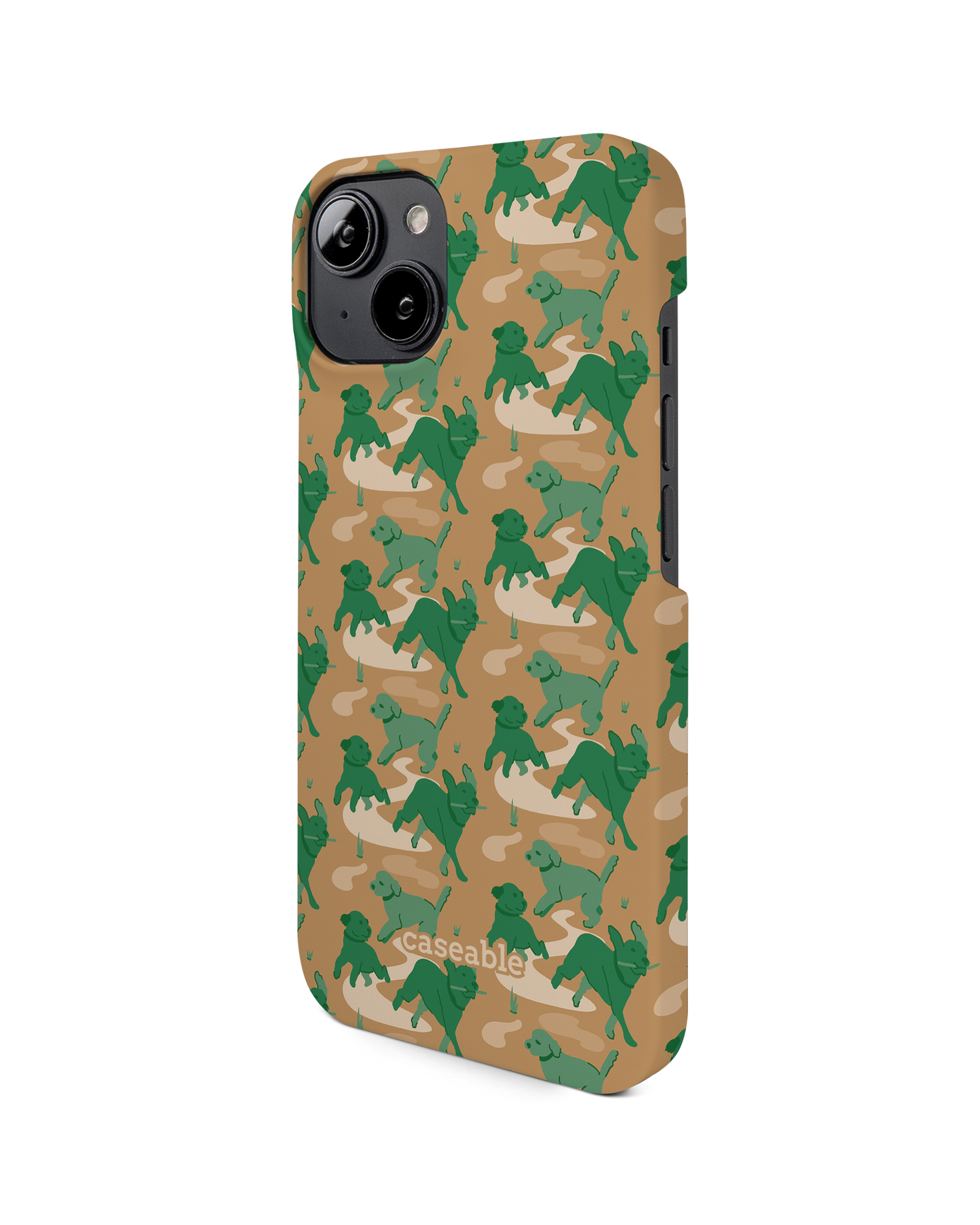 Dog Camo Hard Shell Phone Case for Apple iPhone 14: View from the right side