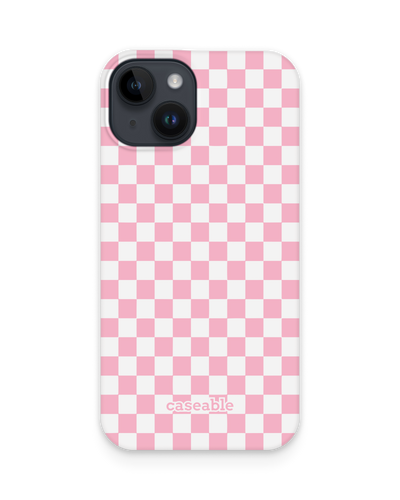 Pink Checkerboard Hard Shell Phone Case for Apple iPhone 15
