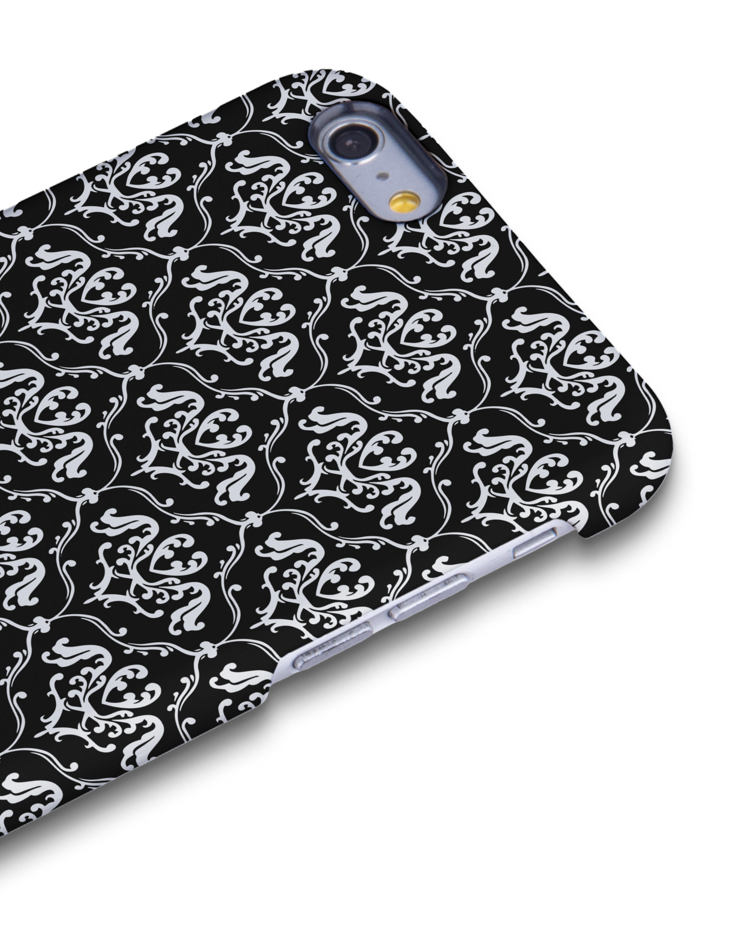 Black French Lillies Hard Shell Phone Case Apple iPhone 6 Plus, Apple iPhone 6s Plus: Detail Shot