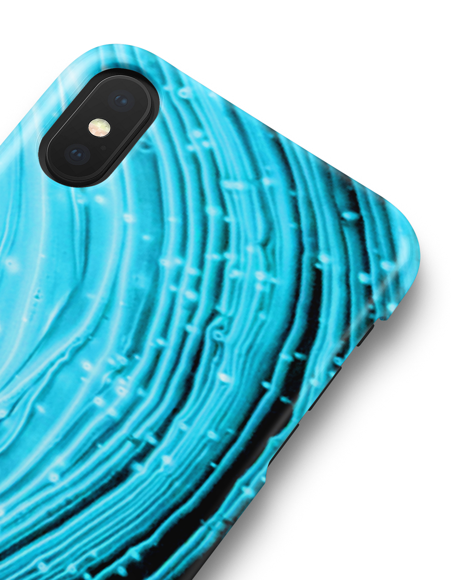 Turquoise Ripples Hard Shell Phone Case Apple iPhone X, Apple iPhone XS: Detail Shot