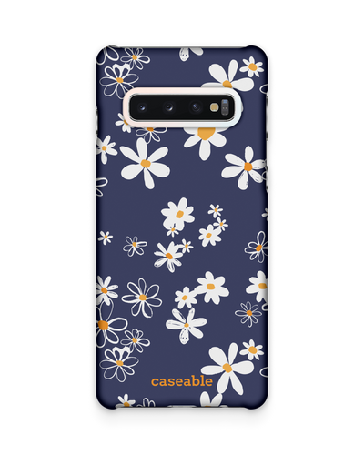 Navy Daisies Hard Shell Phone Case Samsung Galaxy S10