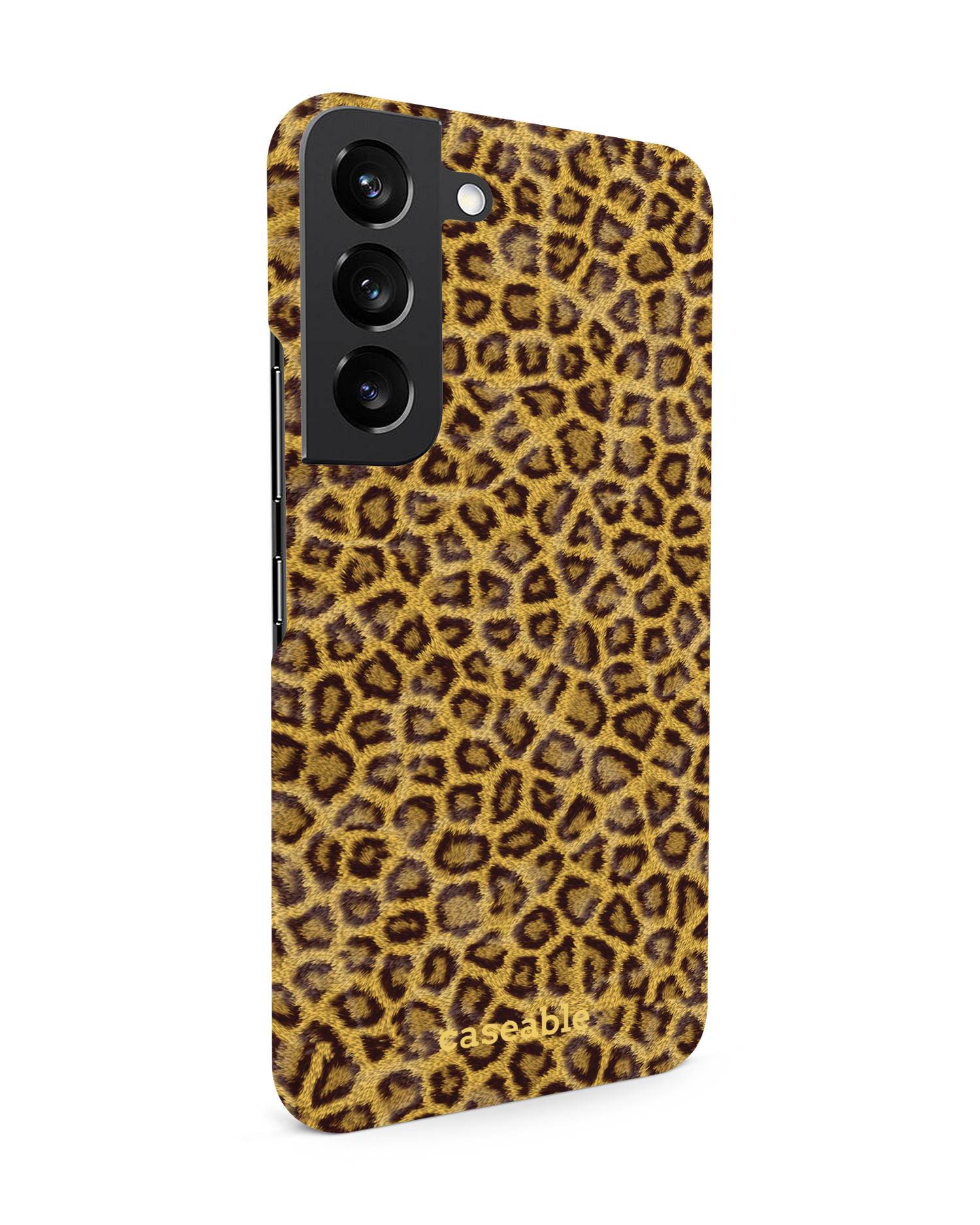 Leopard Skin Hard Shell Phone Case Samsung Galaxy S22 5G: View from the left side