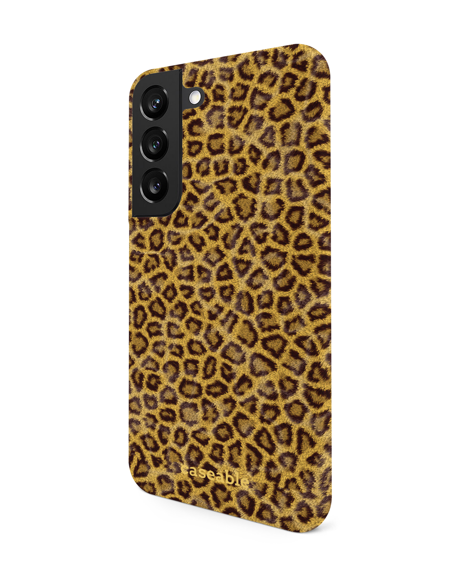 Leopard Skin Hard Shell Phone Case Samsung Galaxy S22 5G: View from the right side