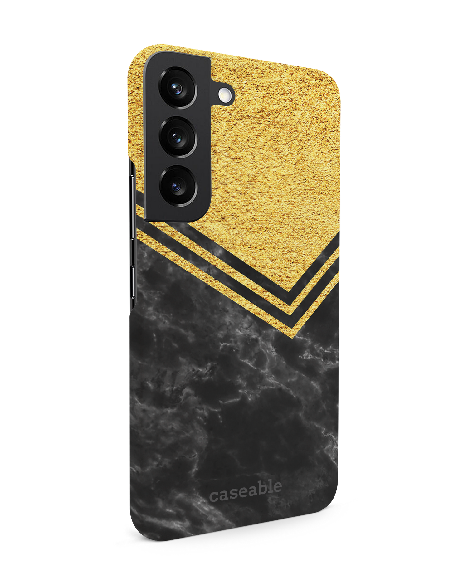 Gold Marble Hard Shell Phone Case Samsung Galaxy S22 5G: View from the left side