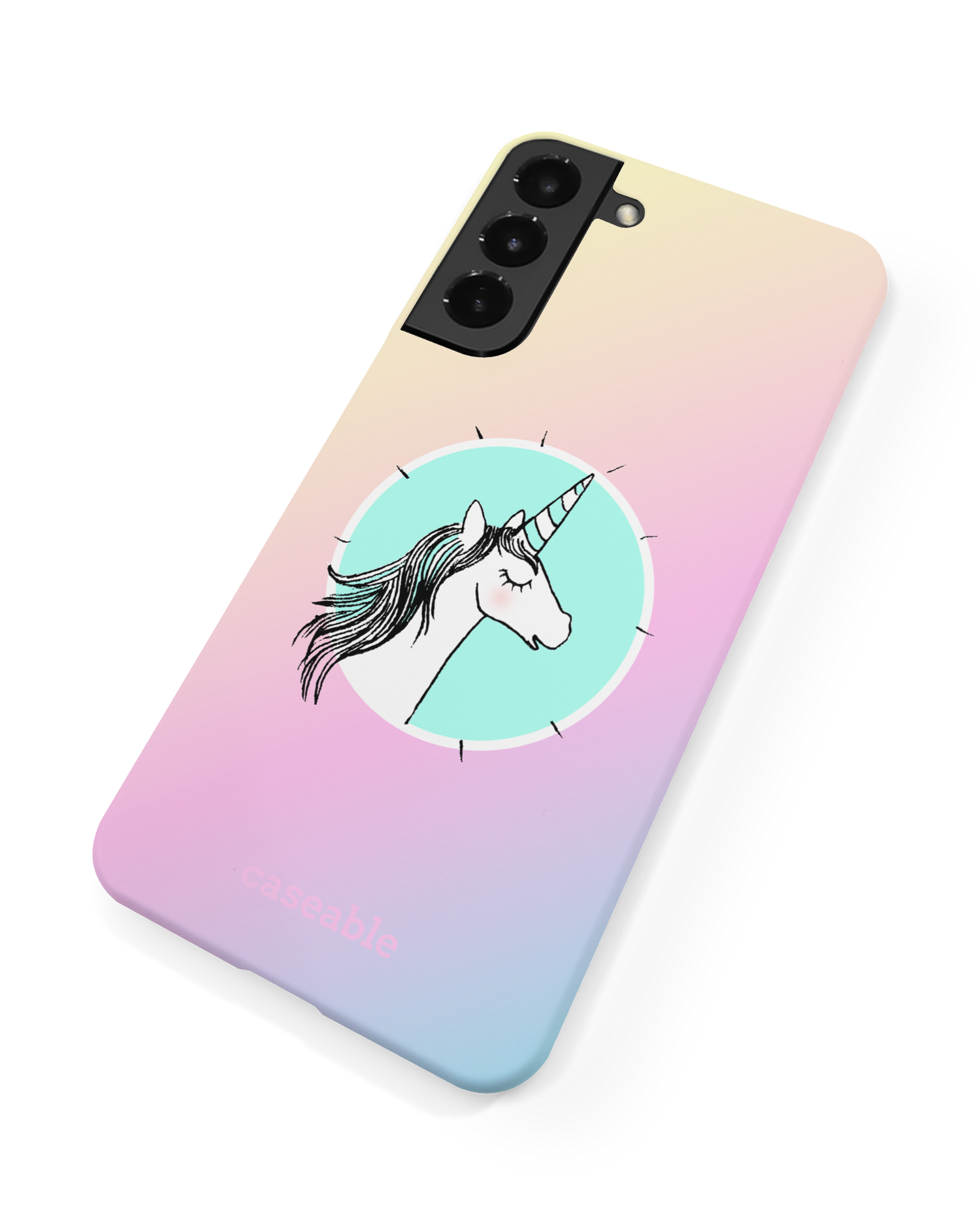 Happiness Unicorn Hard Shell Phone Case Samsung Galaxy S22 5G: Back View
