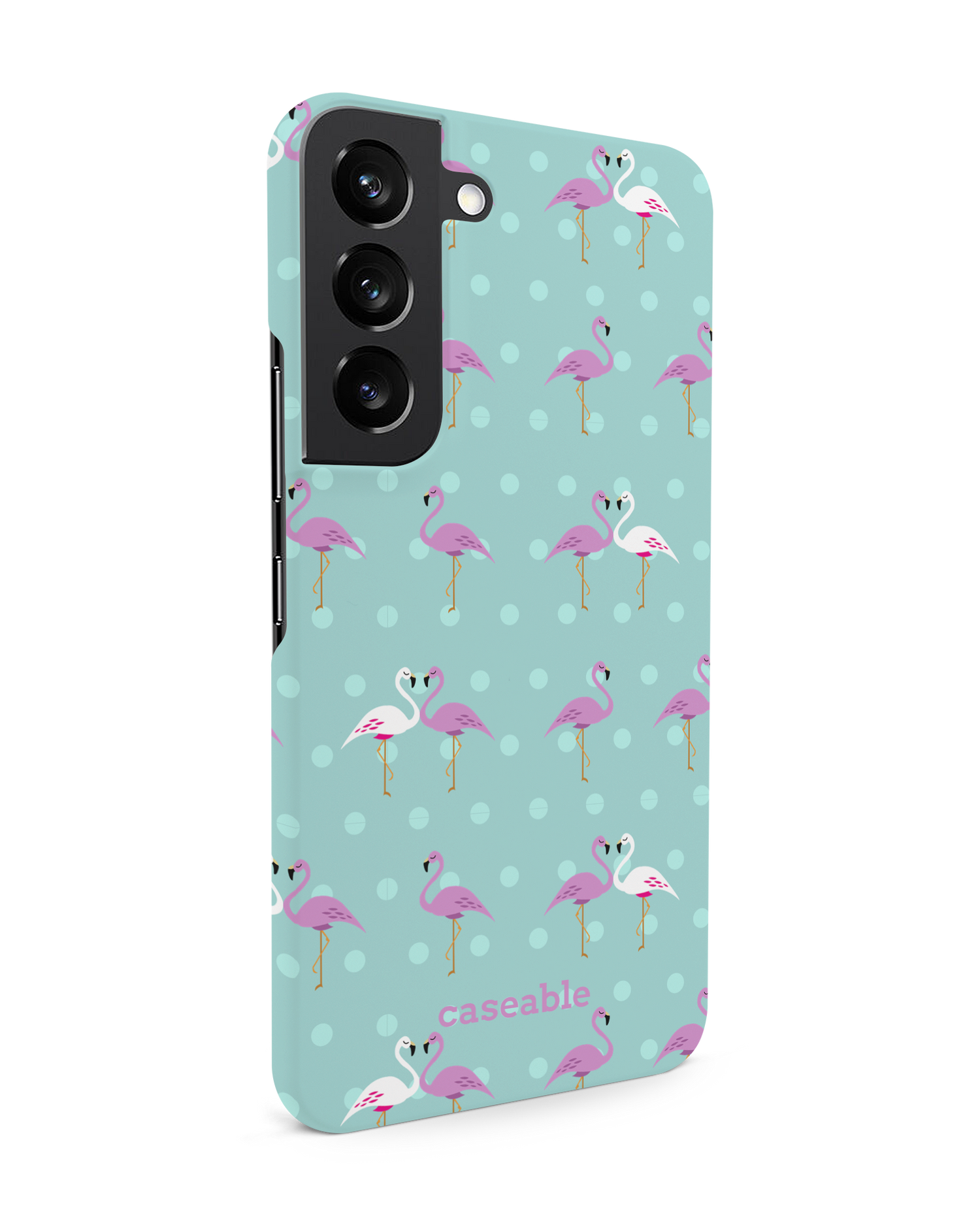 Two Flamingos Hard Shell Phone Case Samsung Galaxy S22 5G: View from the left side