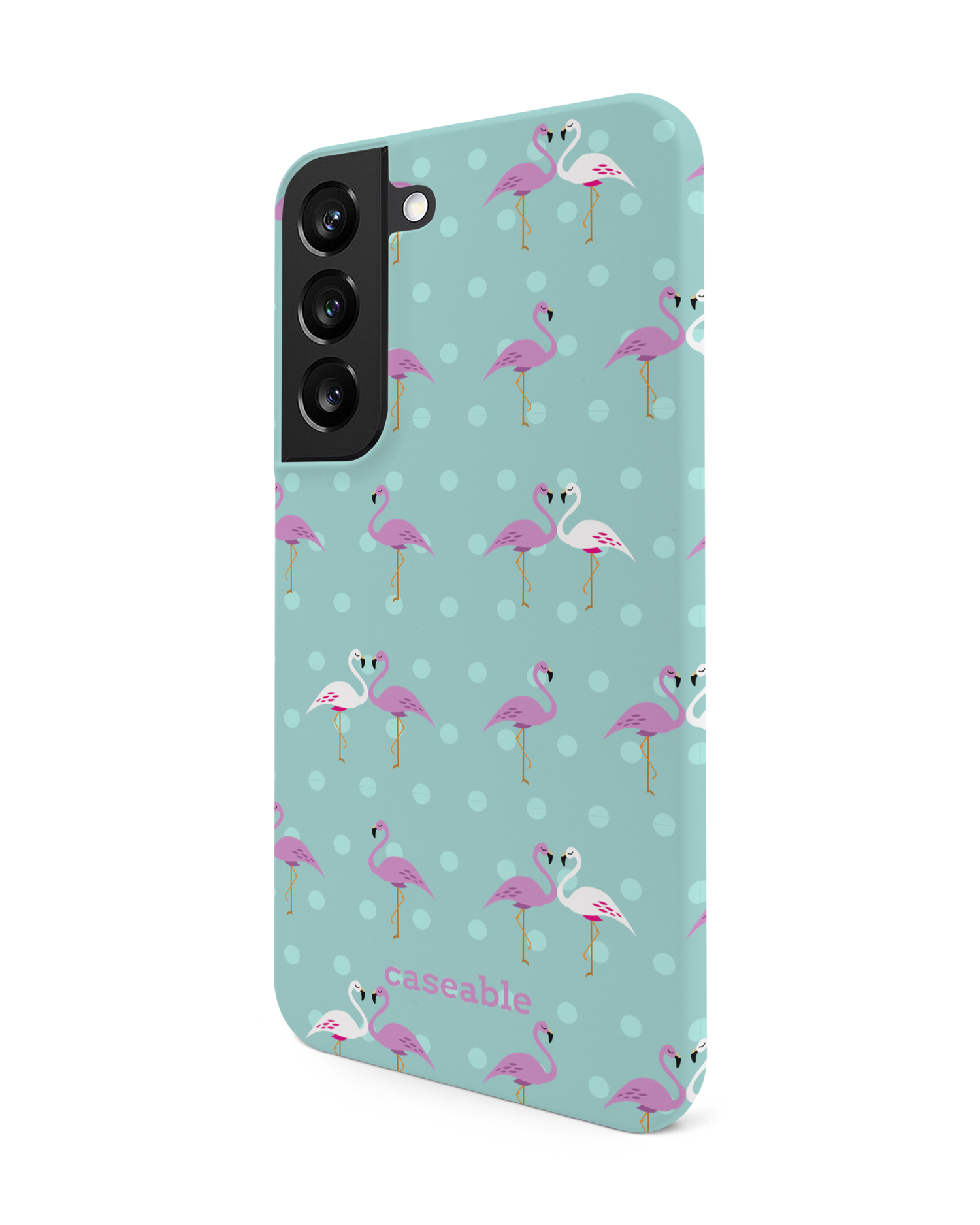 Two Flamingos Hard Shell Phone Case Samsung Galaxy S22 5G: View from the right side