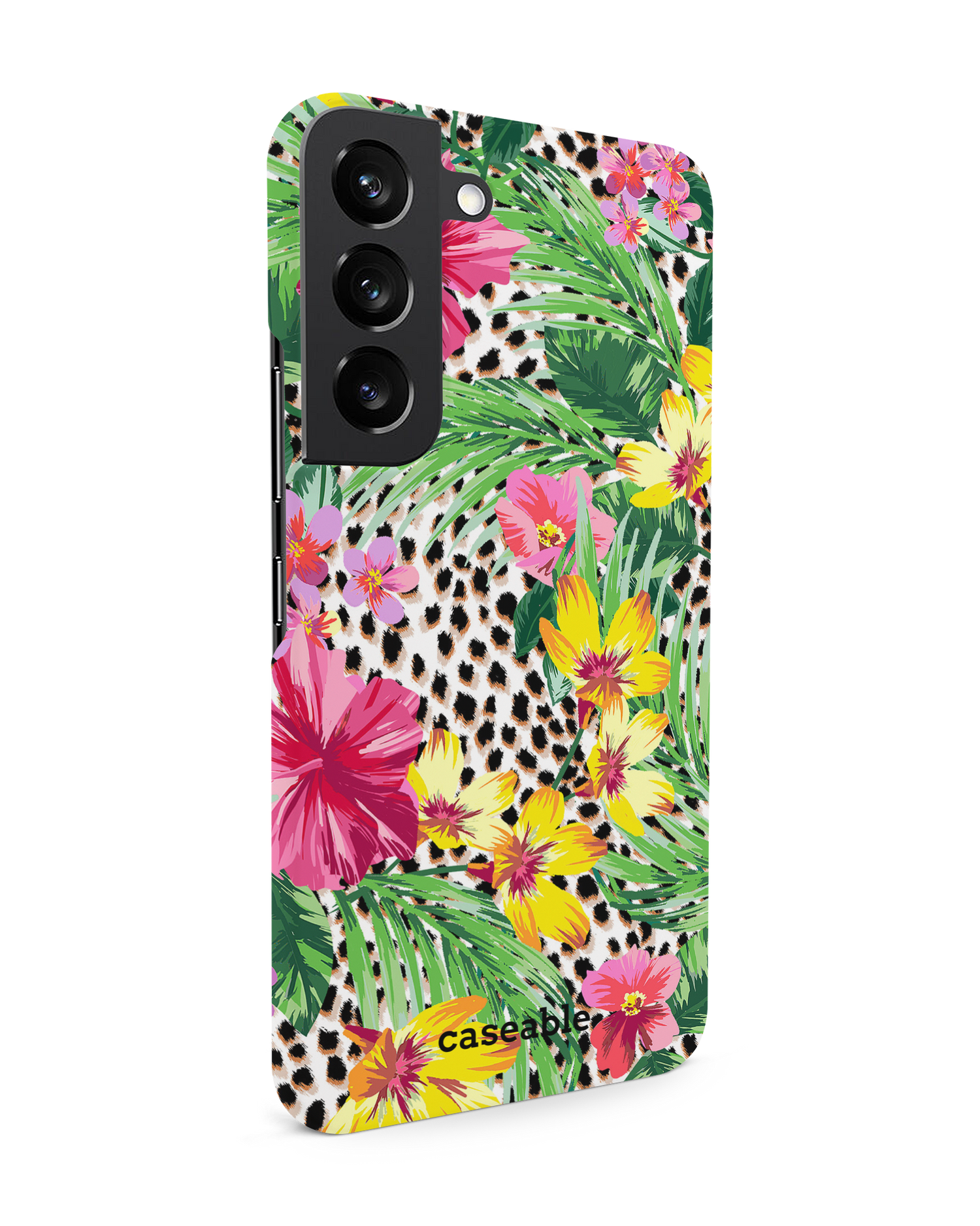 Tropical Cheetah Hard Shell Phone Case Samsung Galaxy S22 5G: View from the left side