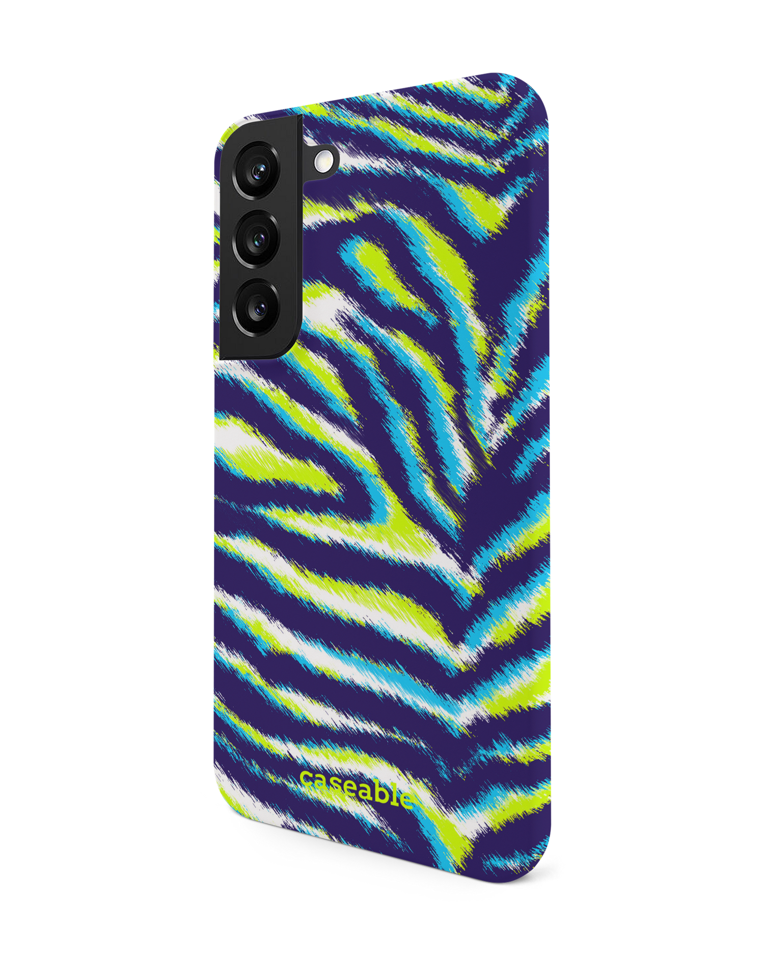 Neon Zebra Hard Shell Phone Case Samsung Galaxy S22 5G: View from the right side
