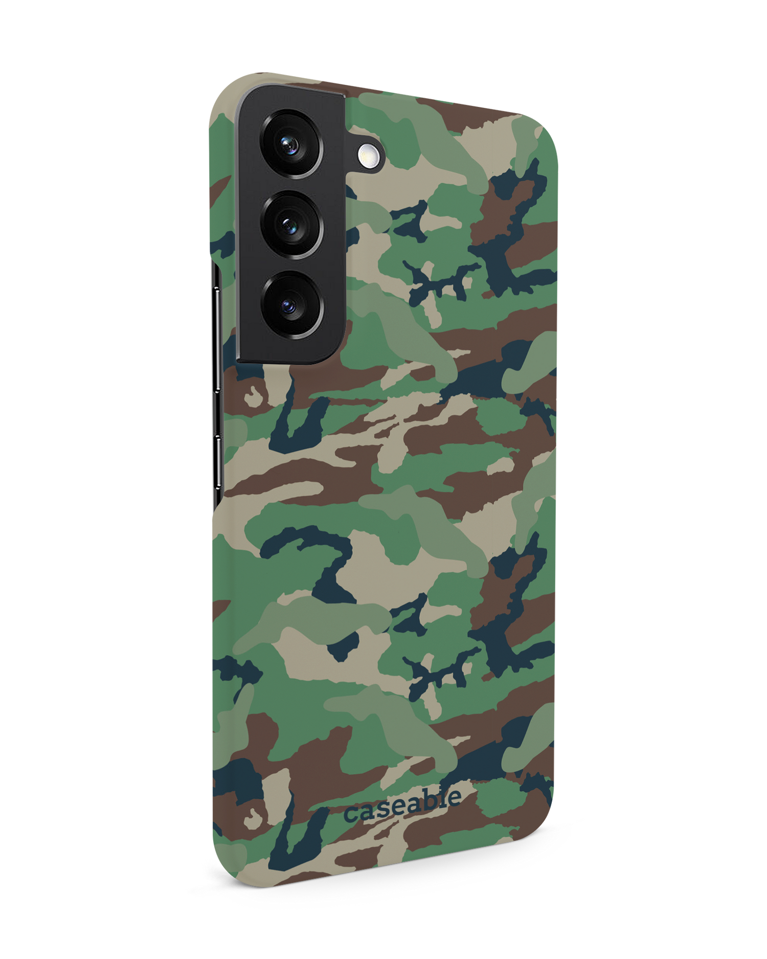 Green and Brown Camo Hard Shell Phone Case Samsung Galaxy S22 5G: View from the left side
