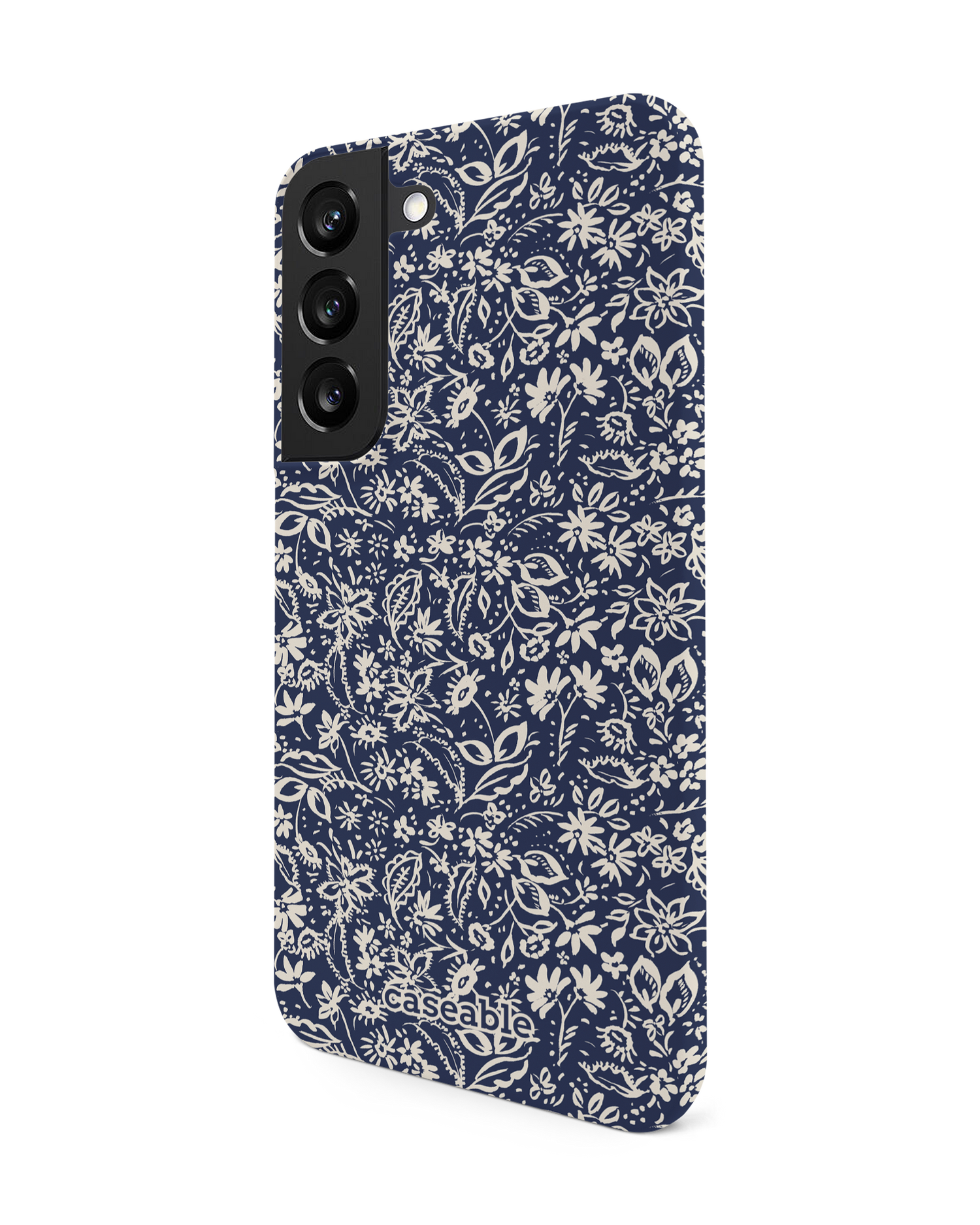 Ditsy Blue Paisley Hard Shell Phone Case Samsung Galaxy S22 5G: View from the right side