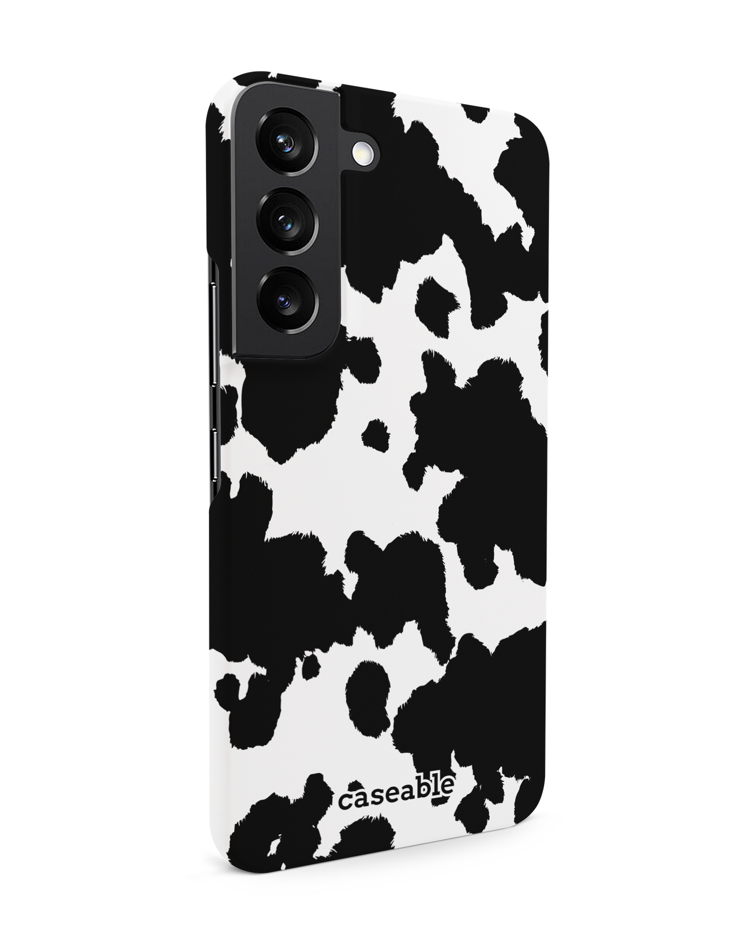 Cow Print Hard Shell Phone Case Samsung Galaxy S22 5G: View from the left side