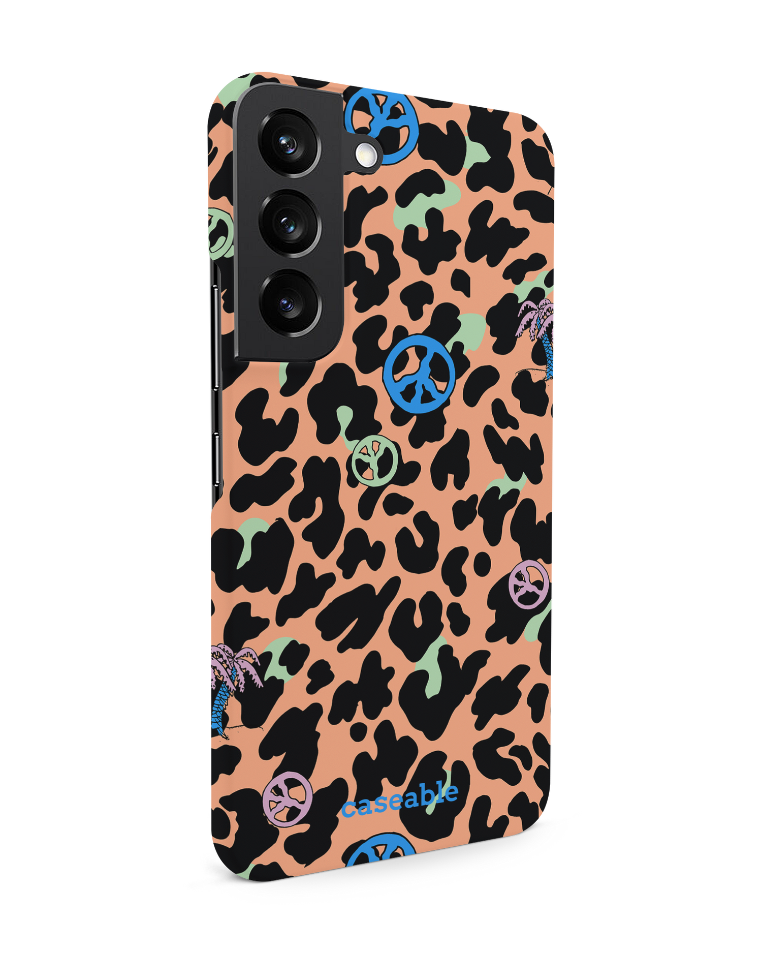 Leopard Peace Palms Hard Shell Phone Case Samsung Galaxy S22 5G: View from the left side