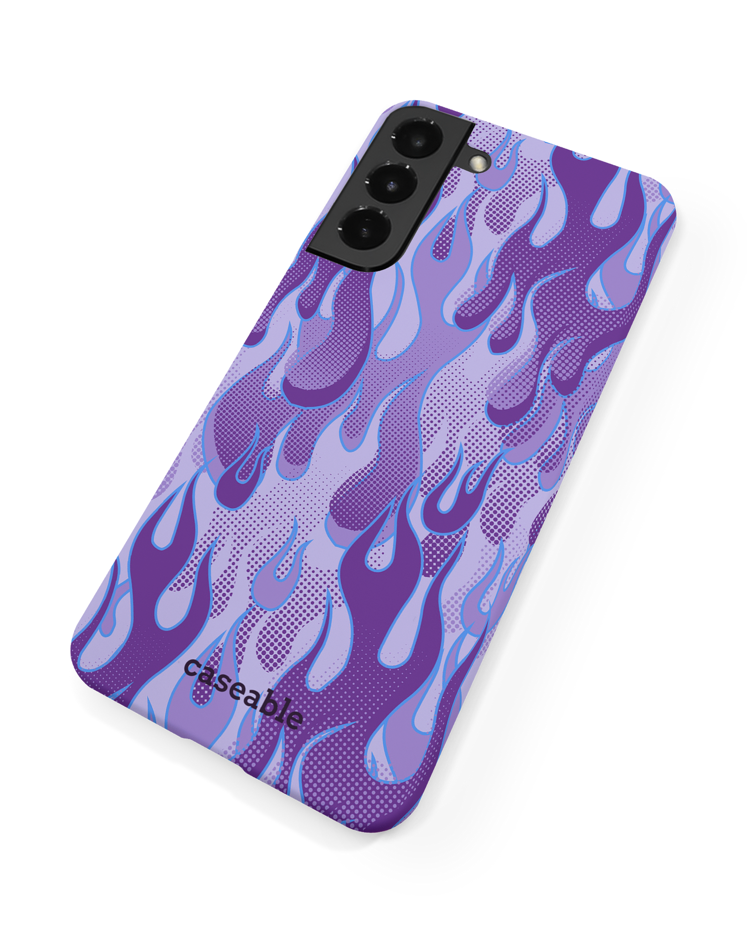Purple Flames Hard Shell Phone Case Samsung Galaxy S22 5G: Back View