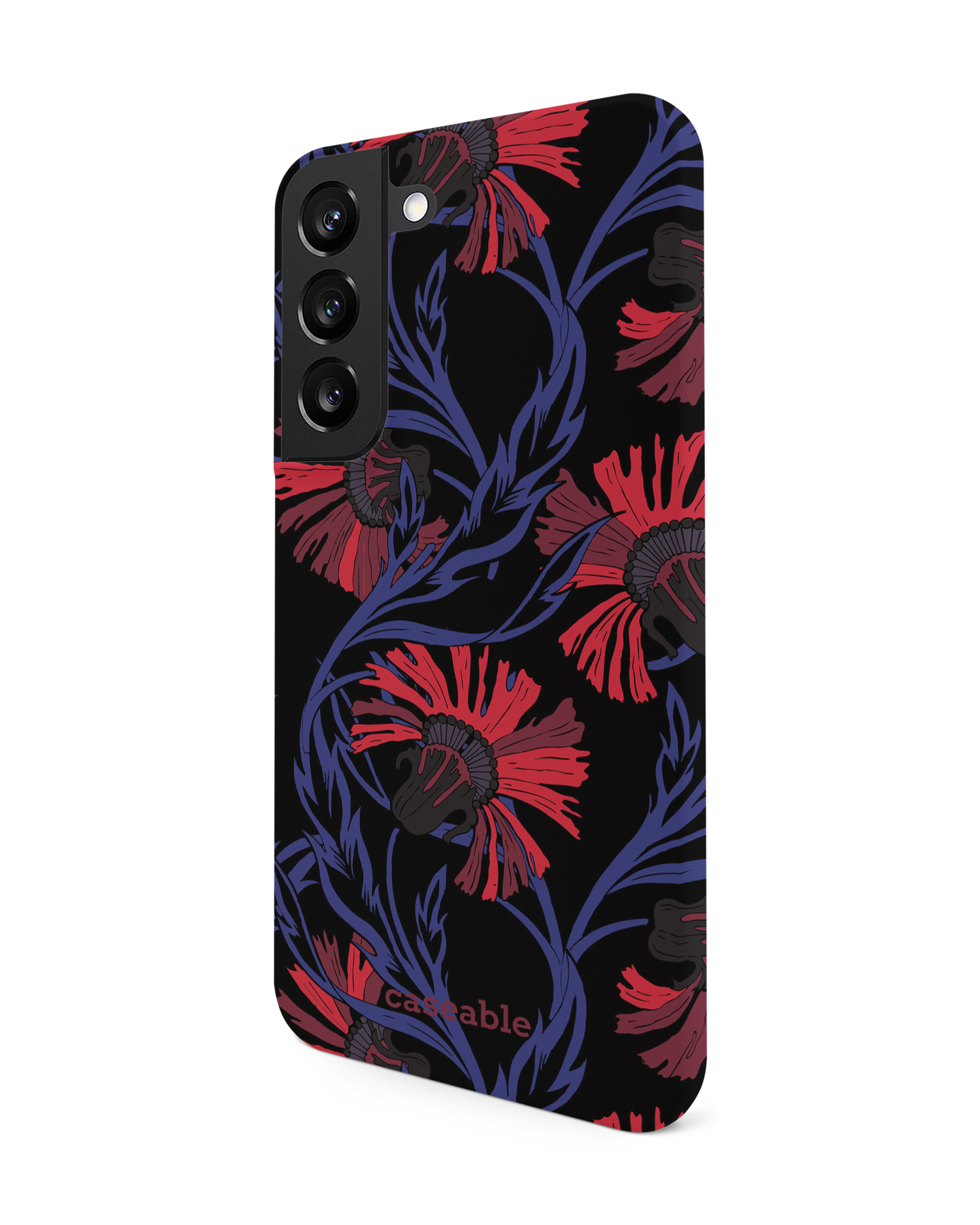 Midnight Floral Hard Shell Phone Case Samsung Galaxy S22 5G: View from the right side
