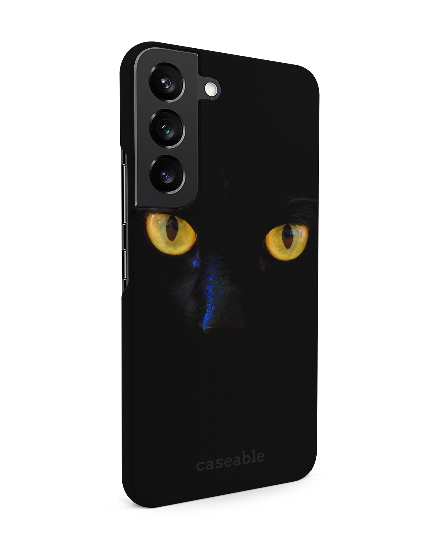 Black Cat Hard Shell Phone Case Samsung Galaxy S22 5G: View from the left side