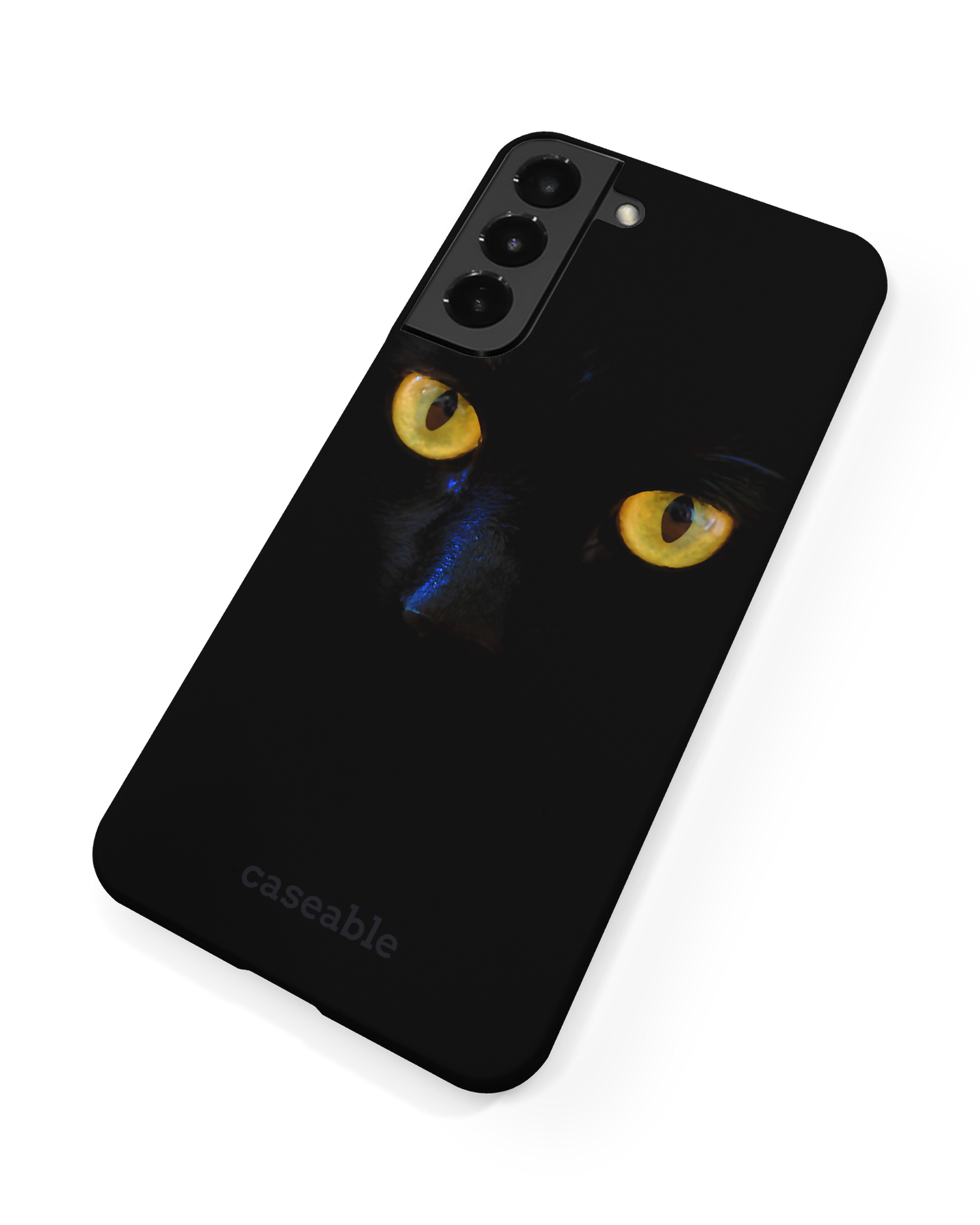 Black Cat Hard Shell Phone Case Samsung Galaxy S22 5G: Back View